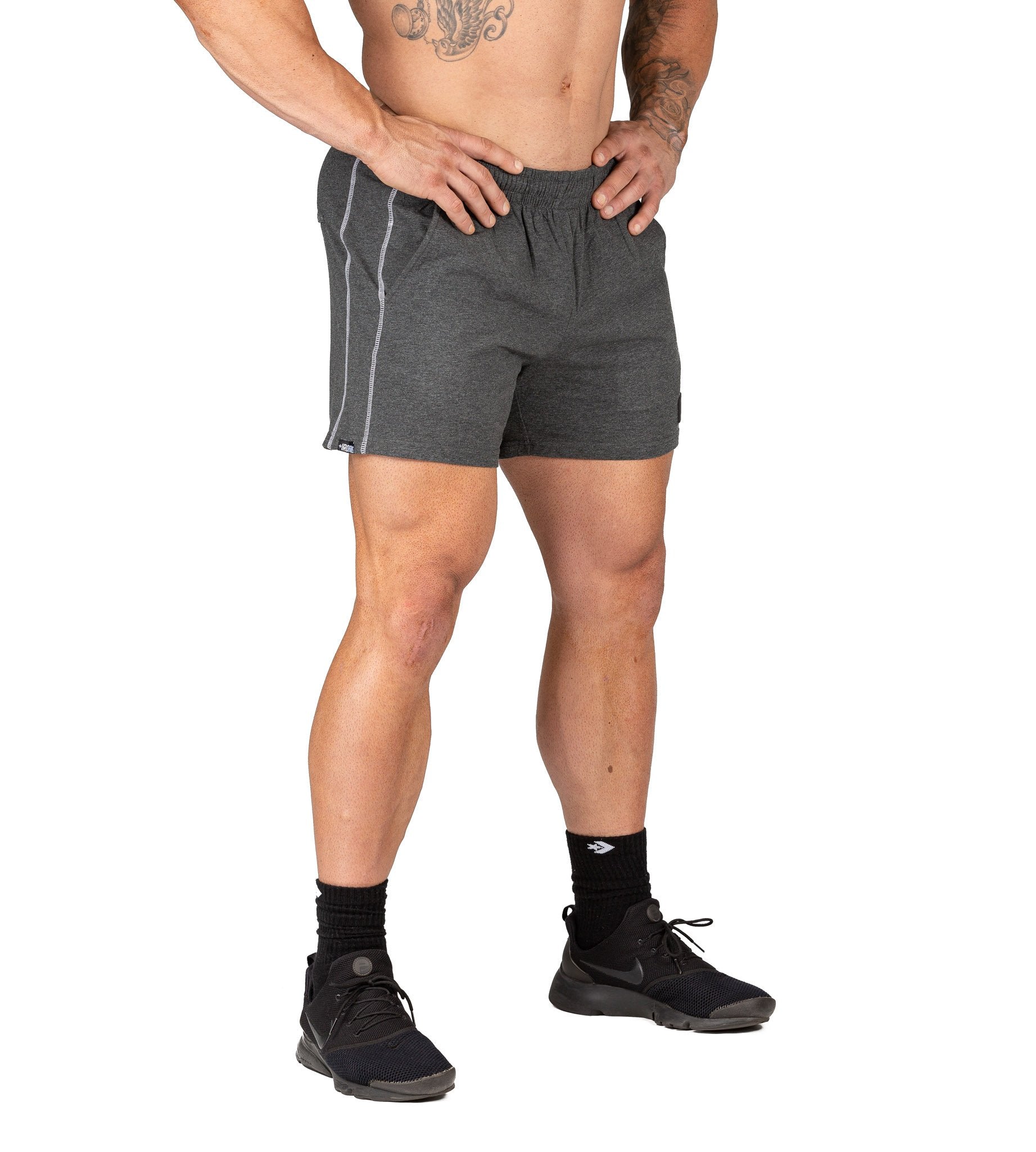 Men's Gym Shorts Bodybuilding Training Workout Charcoal | Iron Tanks