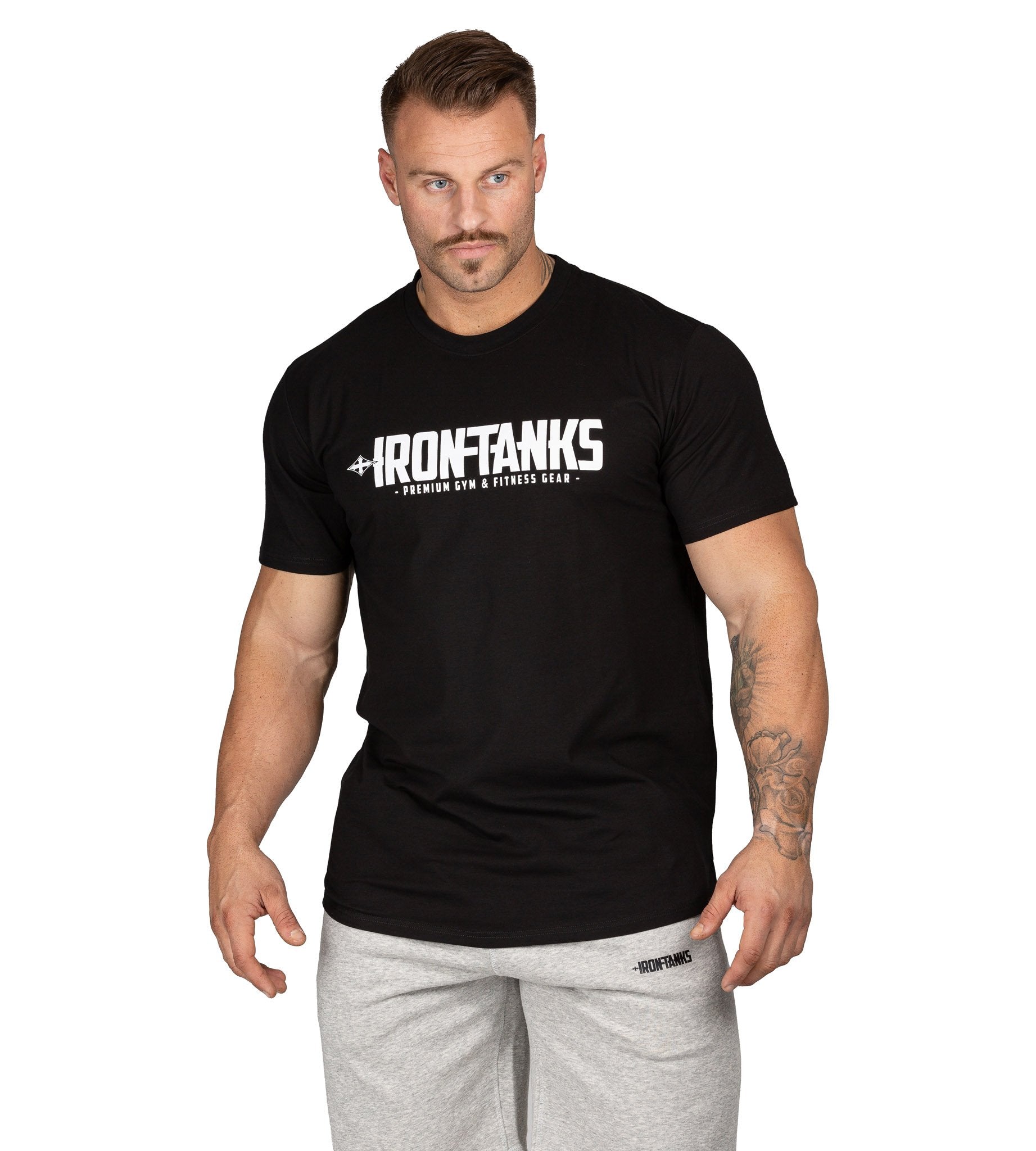 Men's Gym Tee Bodybuilding Workout T-Shirt Top Black | Iron Tanks