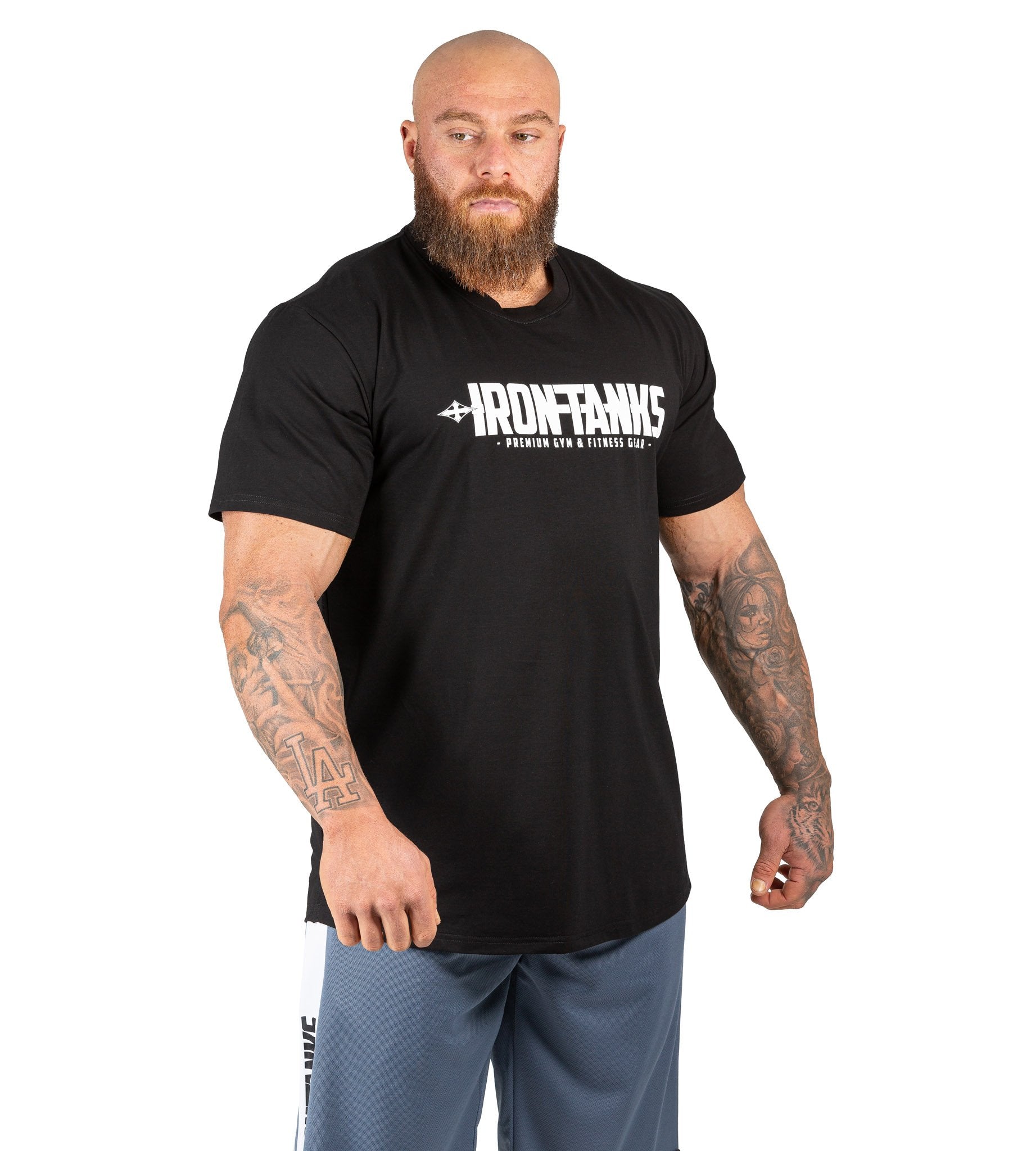 Men's Gym Tee Bodybuilding Workout T-Shirt Top Black | Iron Tanks