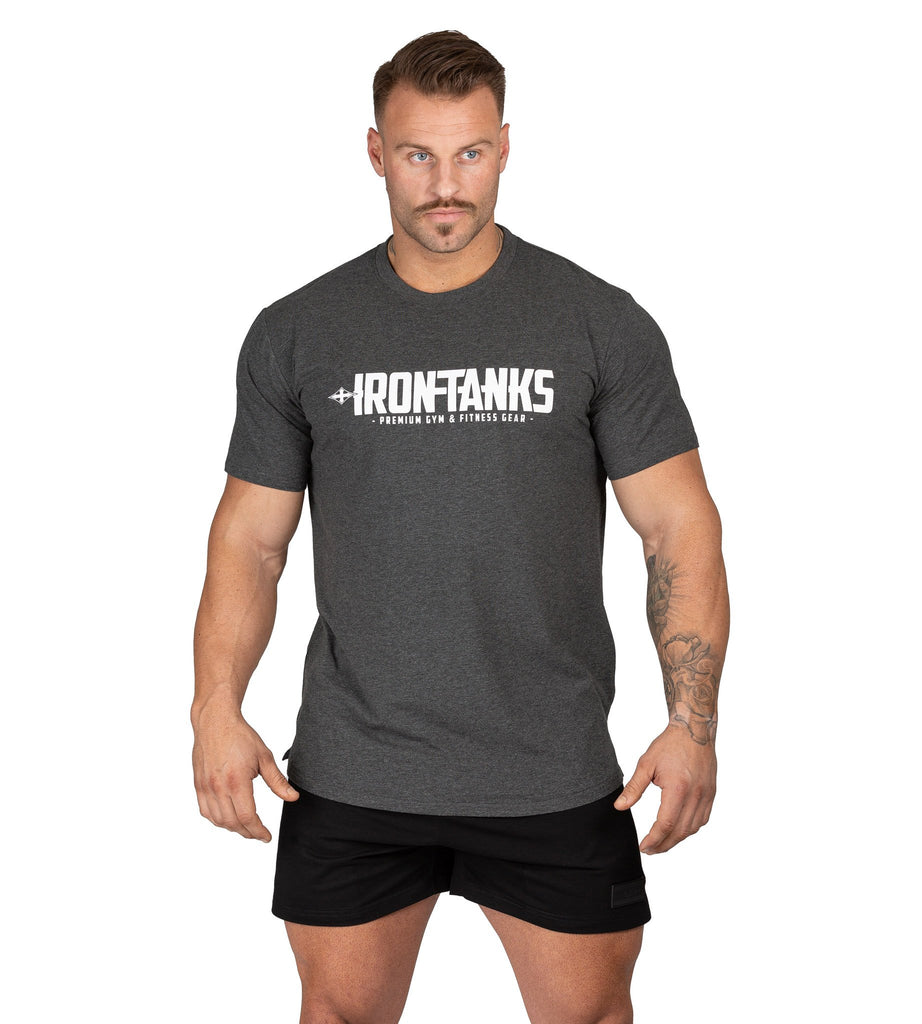 Men's Gym Tee Charcoal Bodybuilding Workout Shirt Training Iron Tanks
