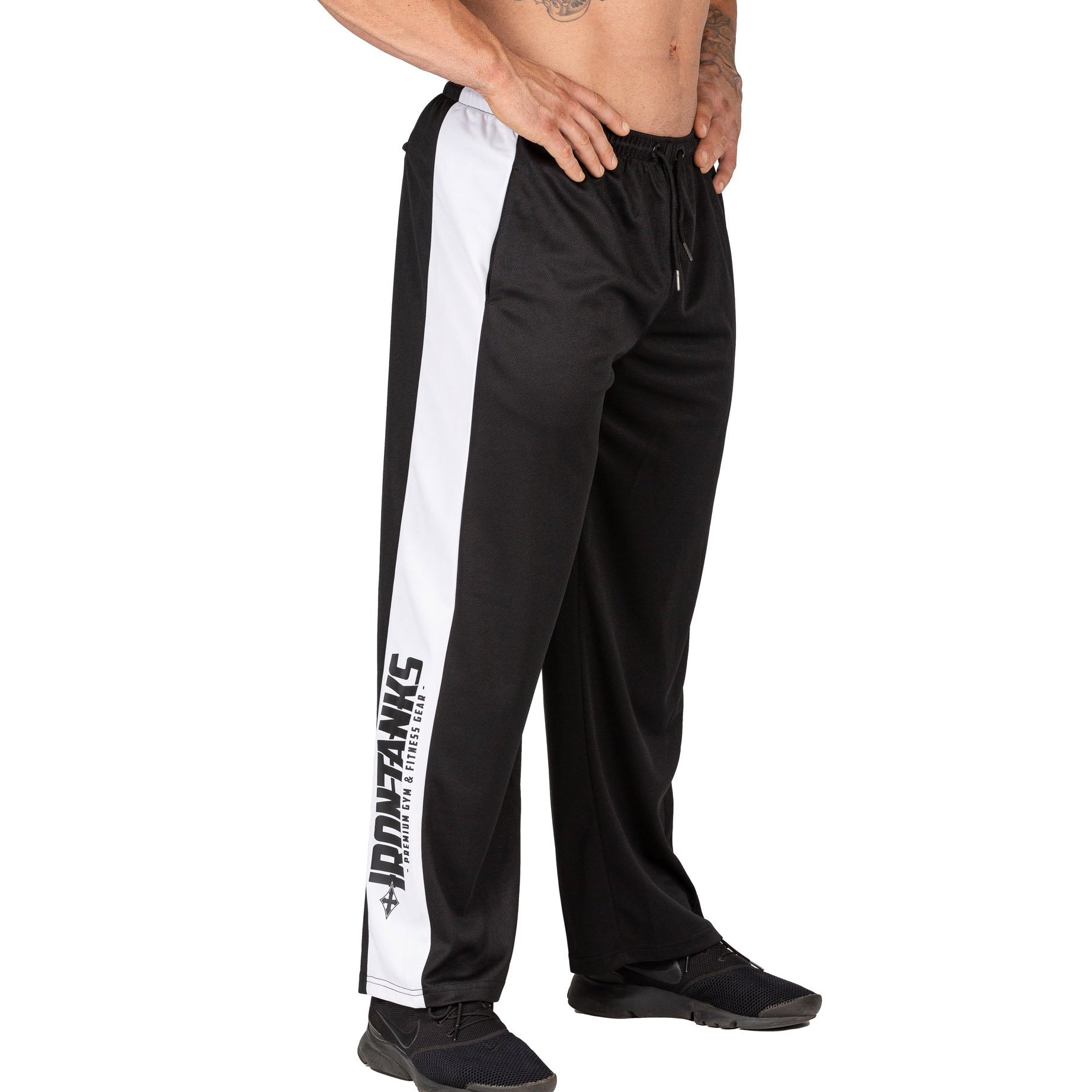 Men's Gym Tracksuit Pants Black Bodybuilding Workout | Iron Tanks