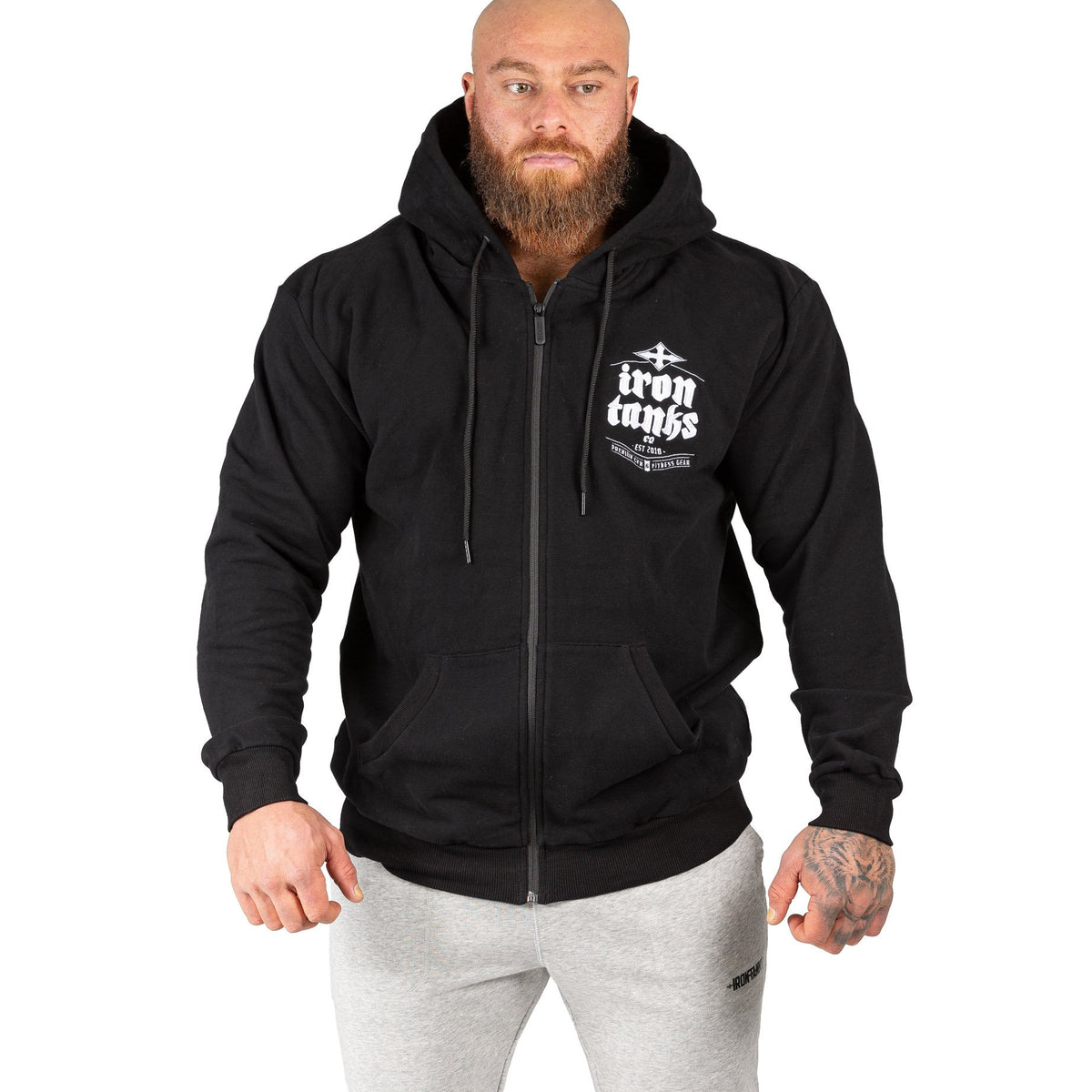 Men's Hulk Fleece Zip Hoodie Black Gym Workout Jumper Iron Tanks