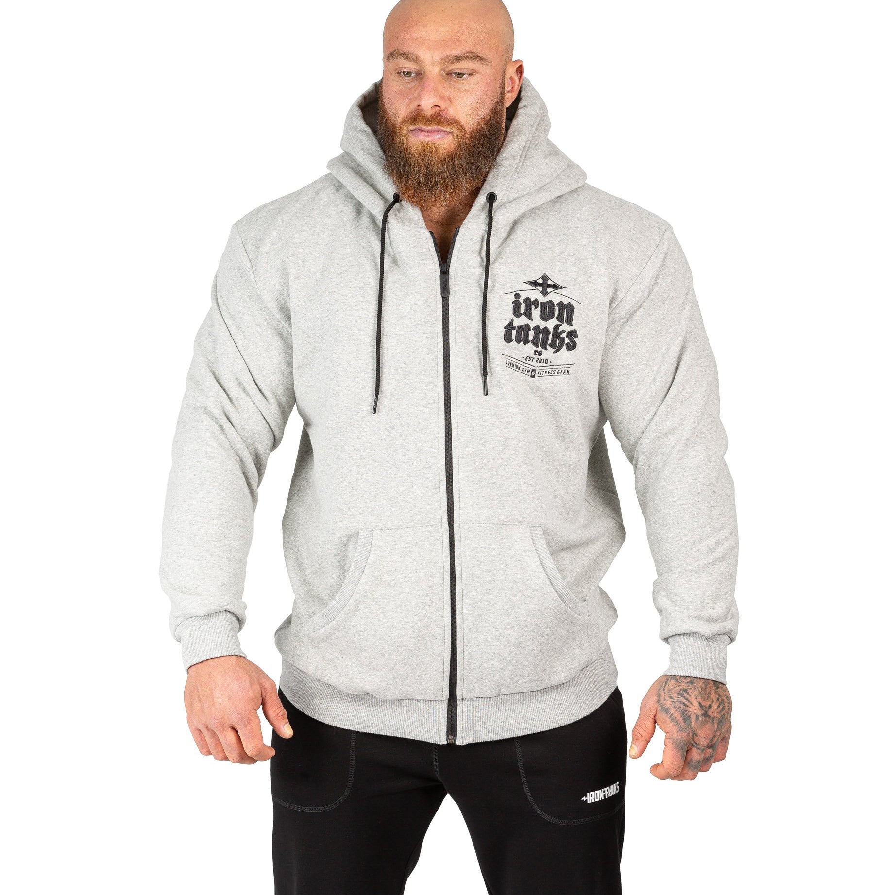 Men's Hulk Fleece Zip Hoodie V2 Grey Bodybuilding Workout | Iron Tanks