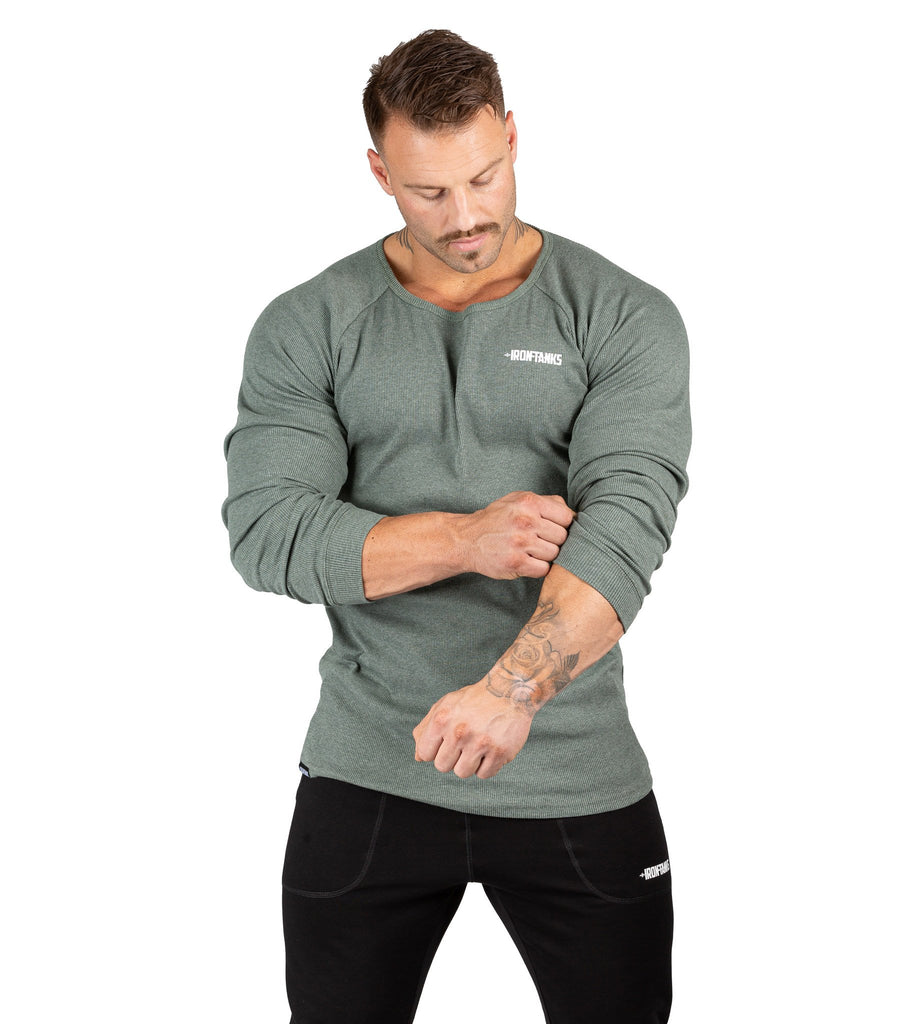 Men's Hulk Long Sleeve Top Green Gym Bodybuilding Shirt | Iron Tanks