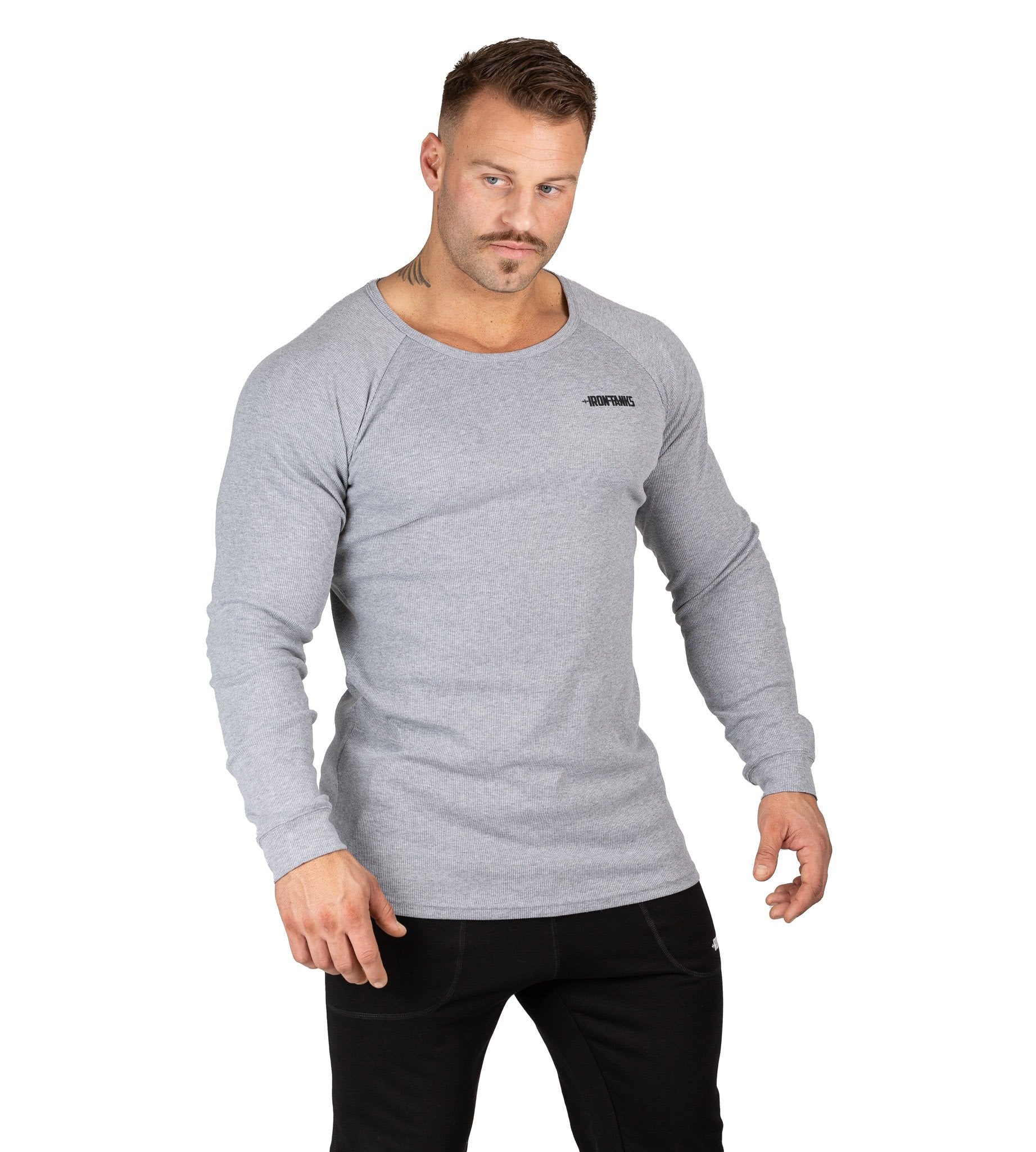 Men's Hulk Long Sleeve Top Grey Gym Bodybuilding Shirt | Iron Tanks
