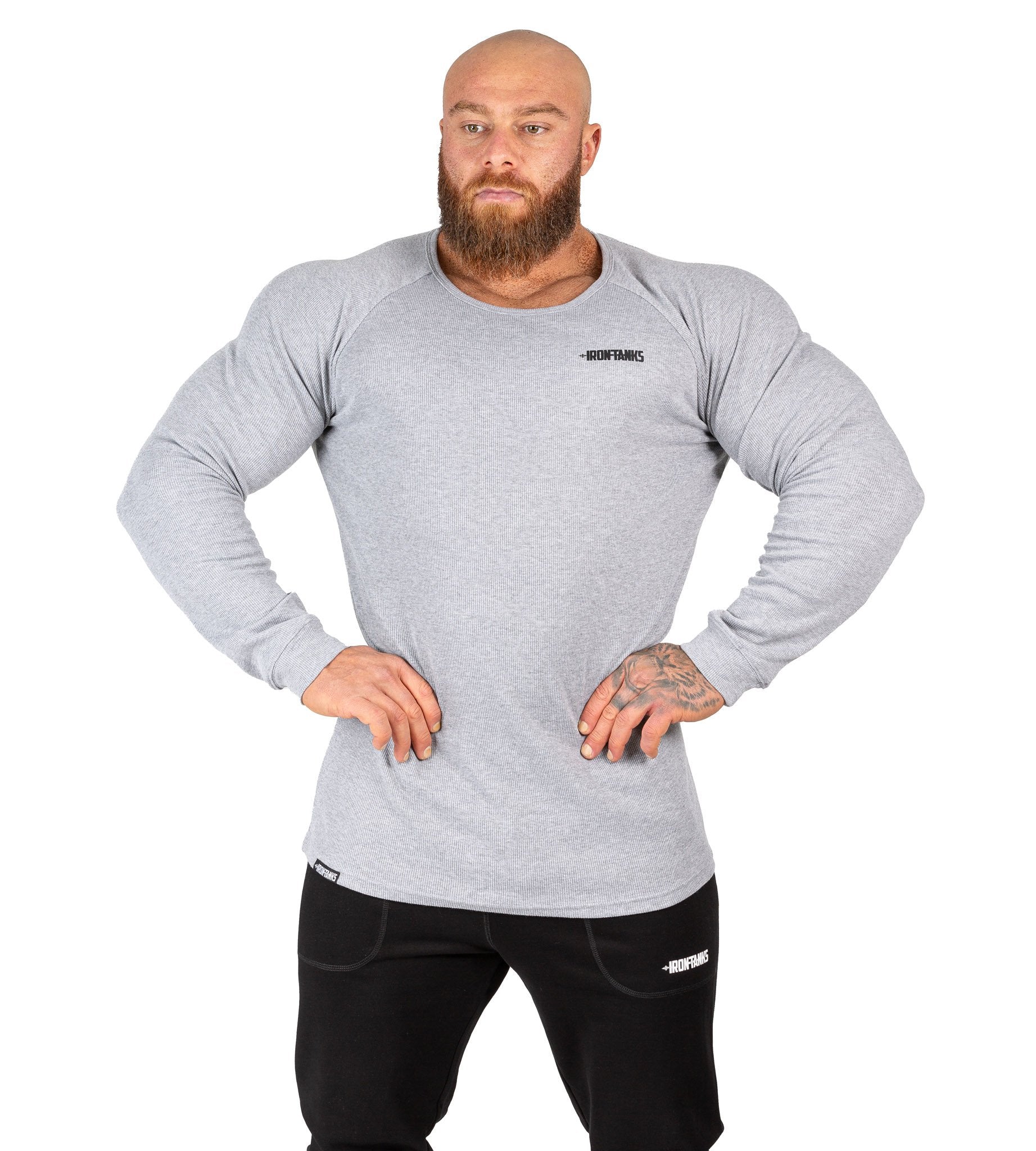 Men's Hulk Long Sleeve Top Grey Gym Bodybuilding Shirt | Iron Tanks