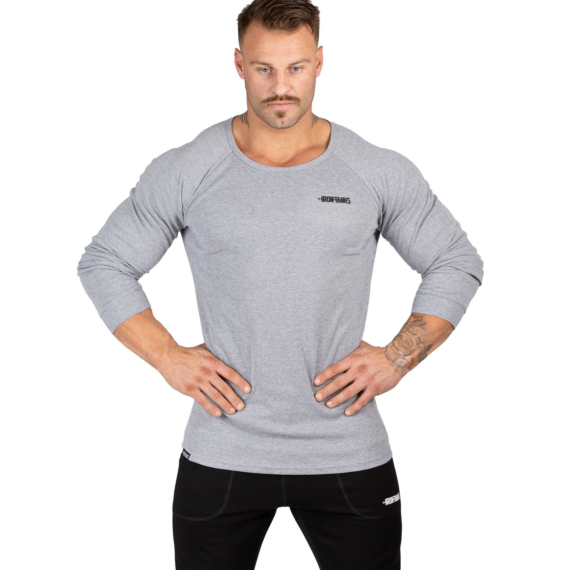 Men's Hulk Long Sleeve Top Grey Gym Bodybuilding Shirt | Iron Tanks