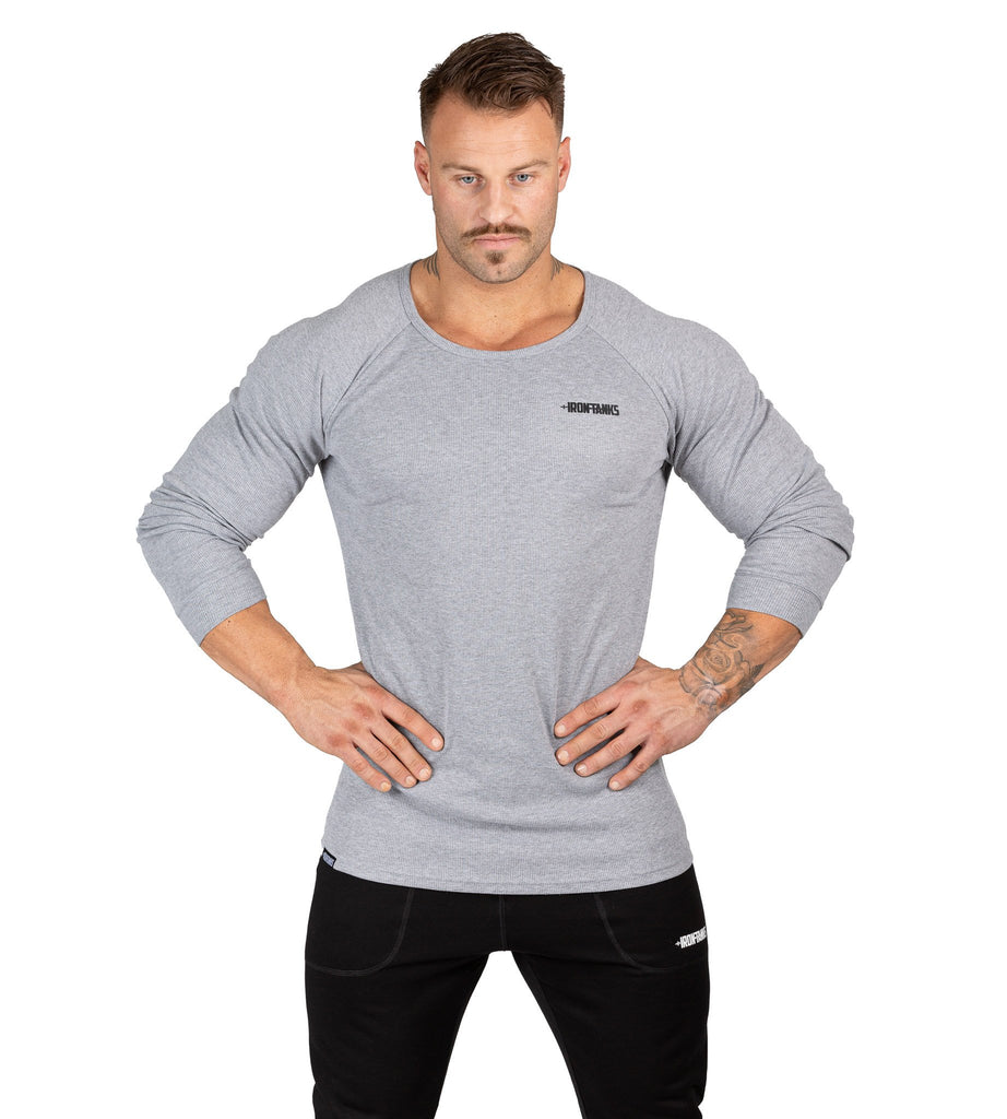 Men's Hulk Long Sleeve Top Grey Gym Bodybuilding Shirt | Iron Tanks
