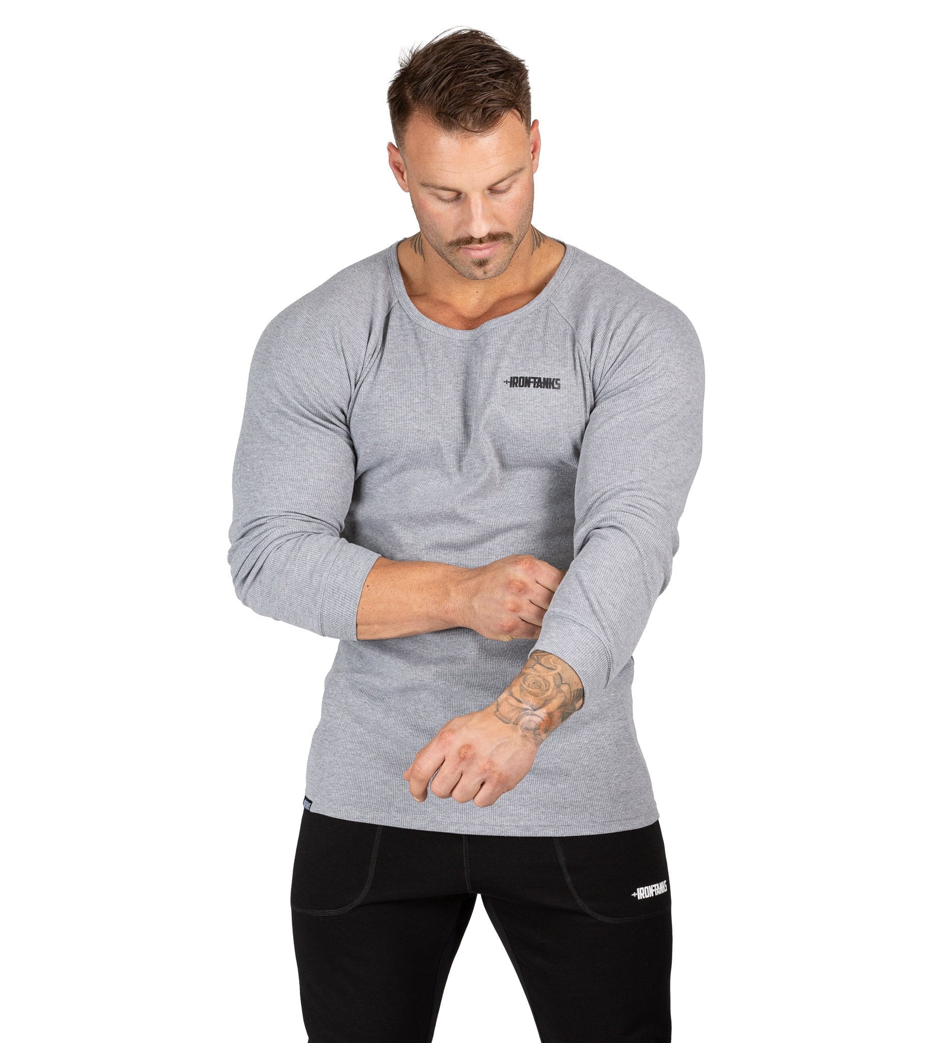Men's Hulk Long Sleeve Top Grey Gym Bodybuilding Shirt | Iron Tanks