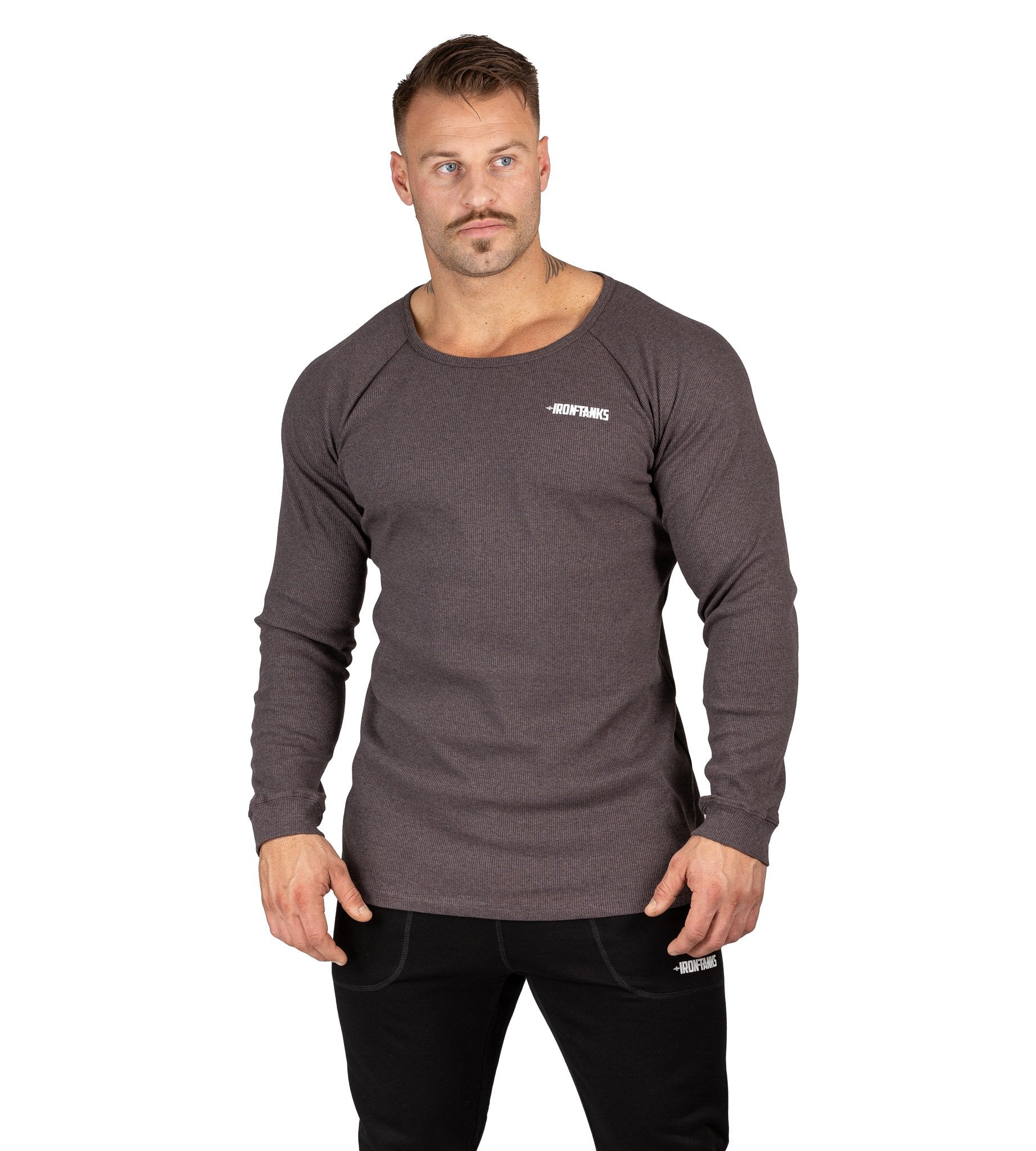 Men's Hulk Long Sleeve Top V2 Charcoal Gym Bodybuilding | Iron Tanks