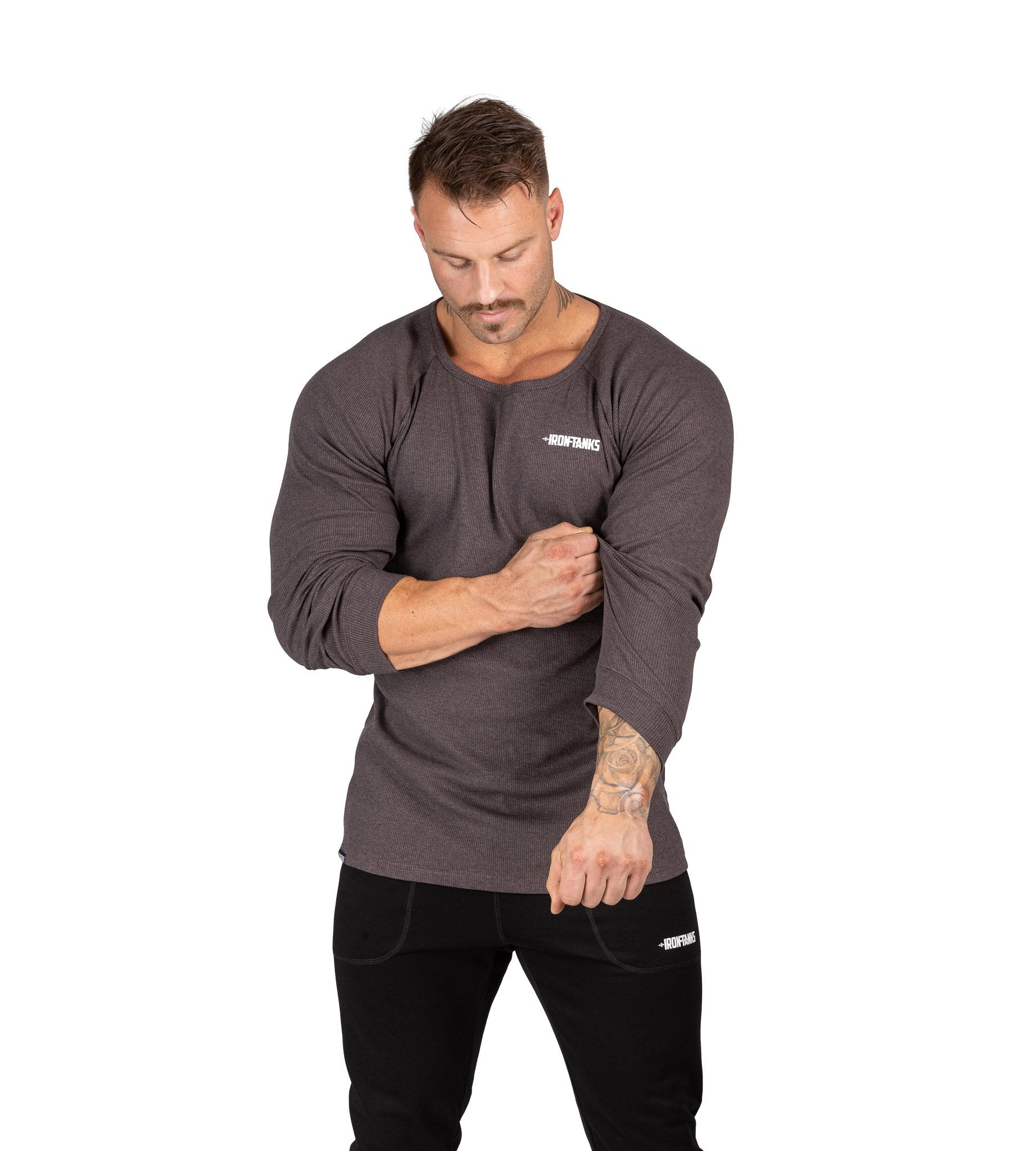 Men's Hulk Long Sleeve Top V2 Charcoal Gym Bodybuilding | Iron Tanks