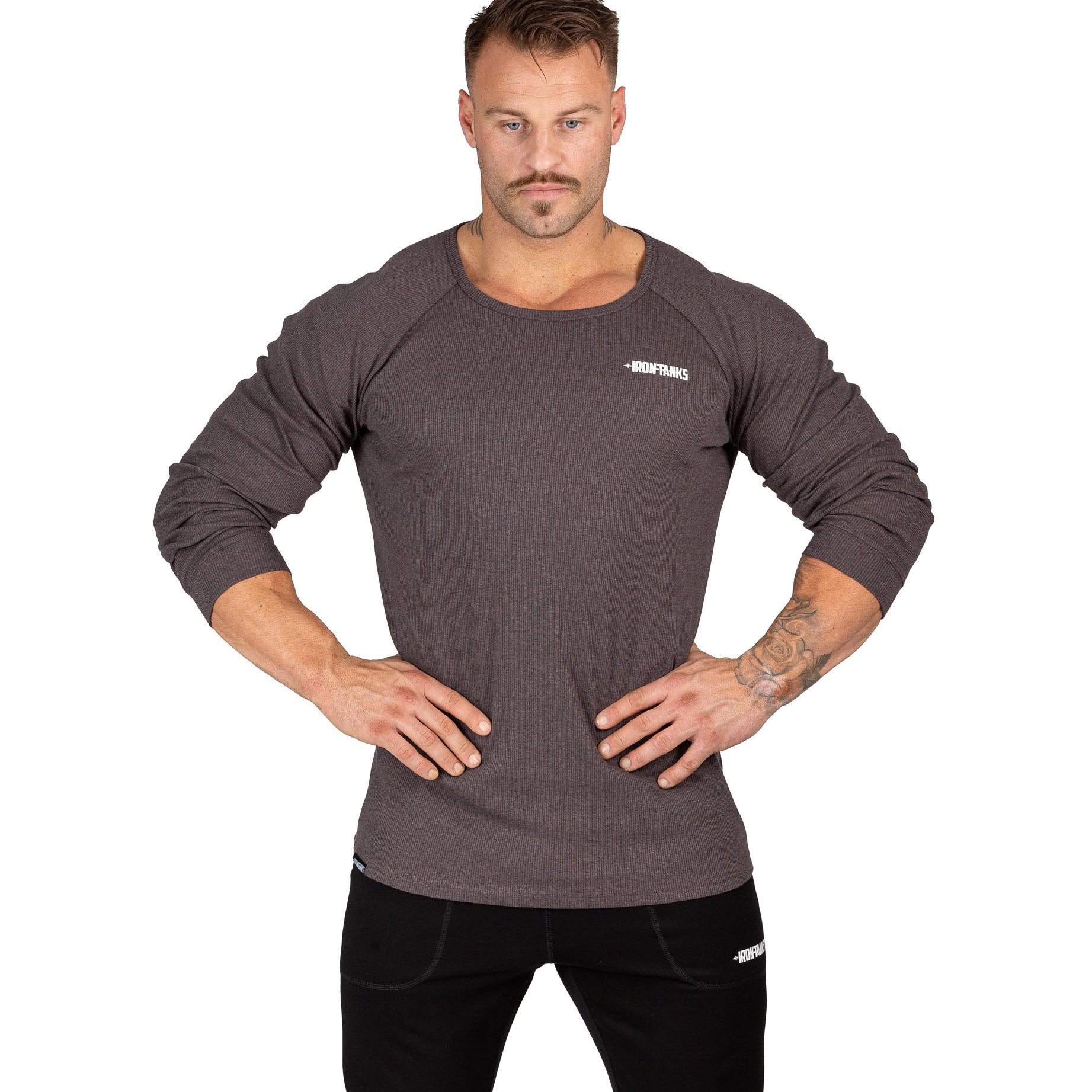 Men's Hulk Long Sleeve Top V2 Charcoal Gym Bodybuilding | Iron Tanks