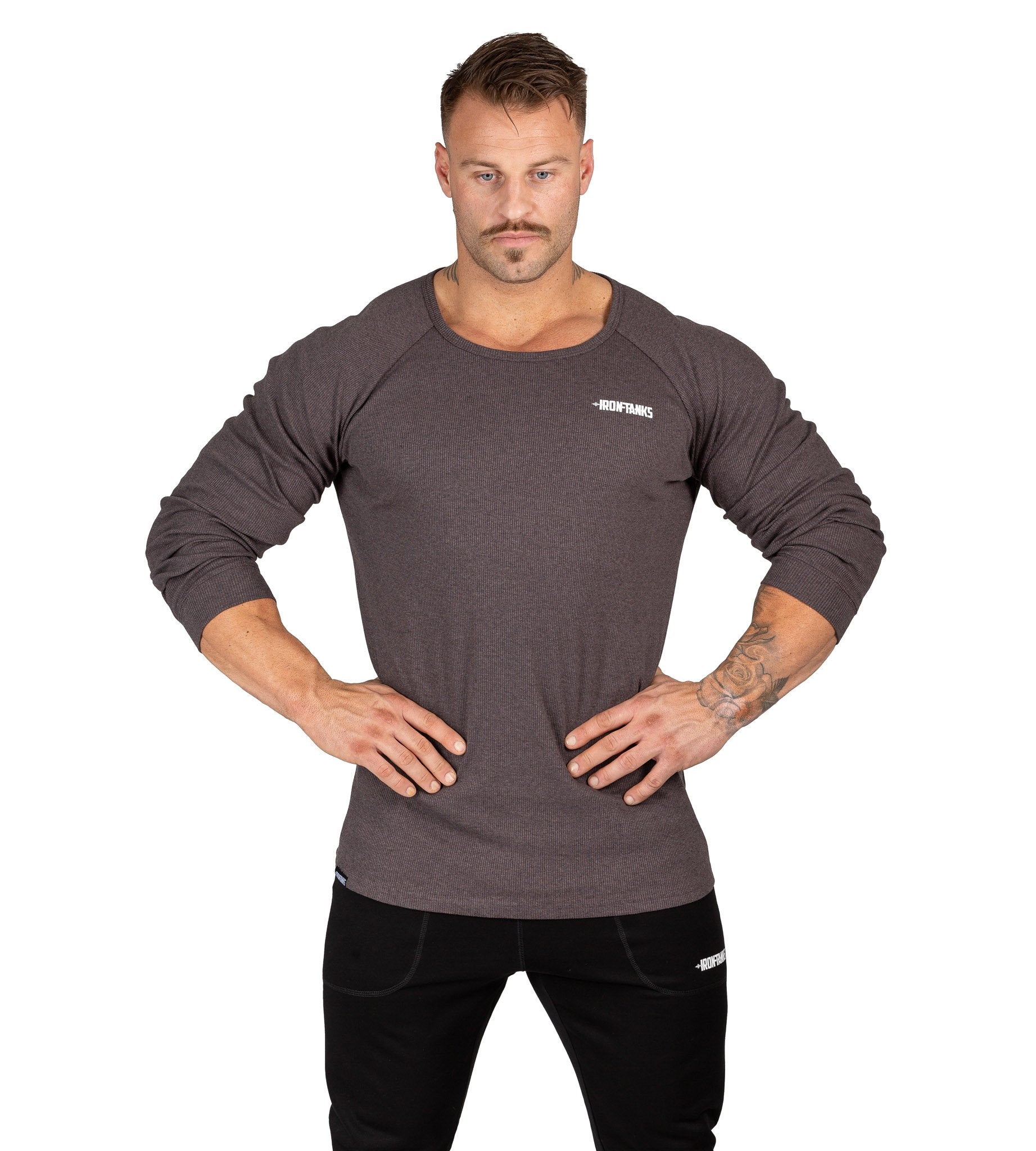 Men's Hulk Long Sleeve Top V2 Charcoal Gym Bodybuilding | Iron Tanks