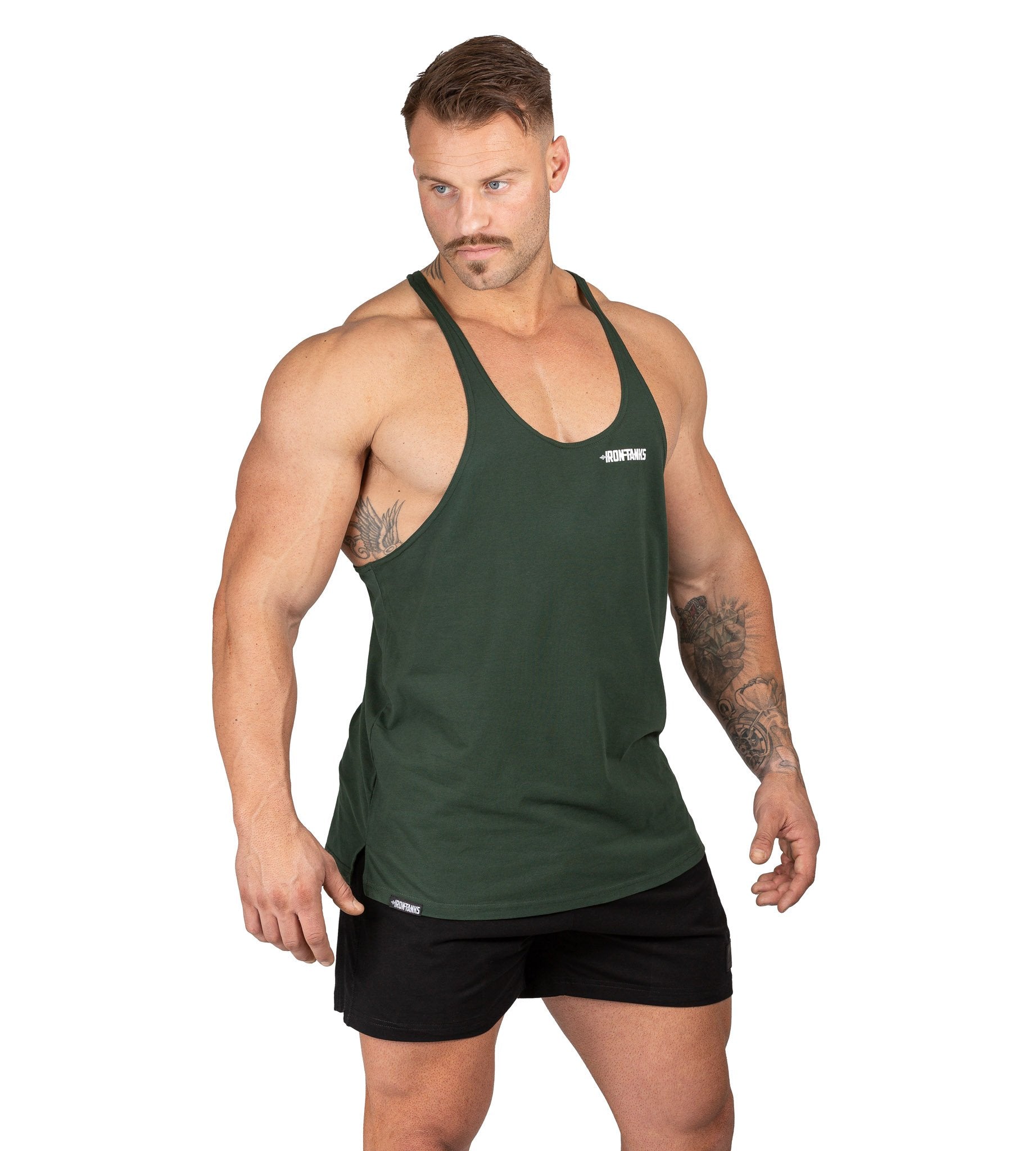 Men's Marauder Stringer Singlet Green Gym Bodybuilding | Iron Tanks