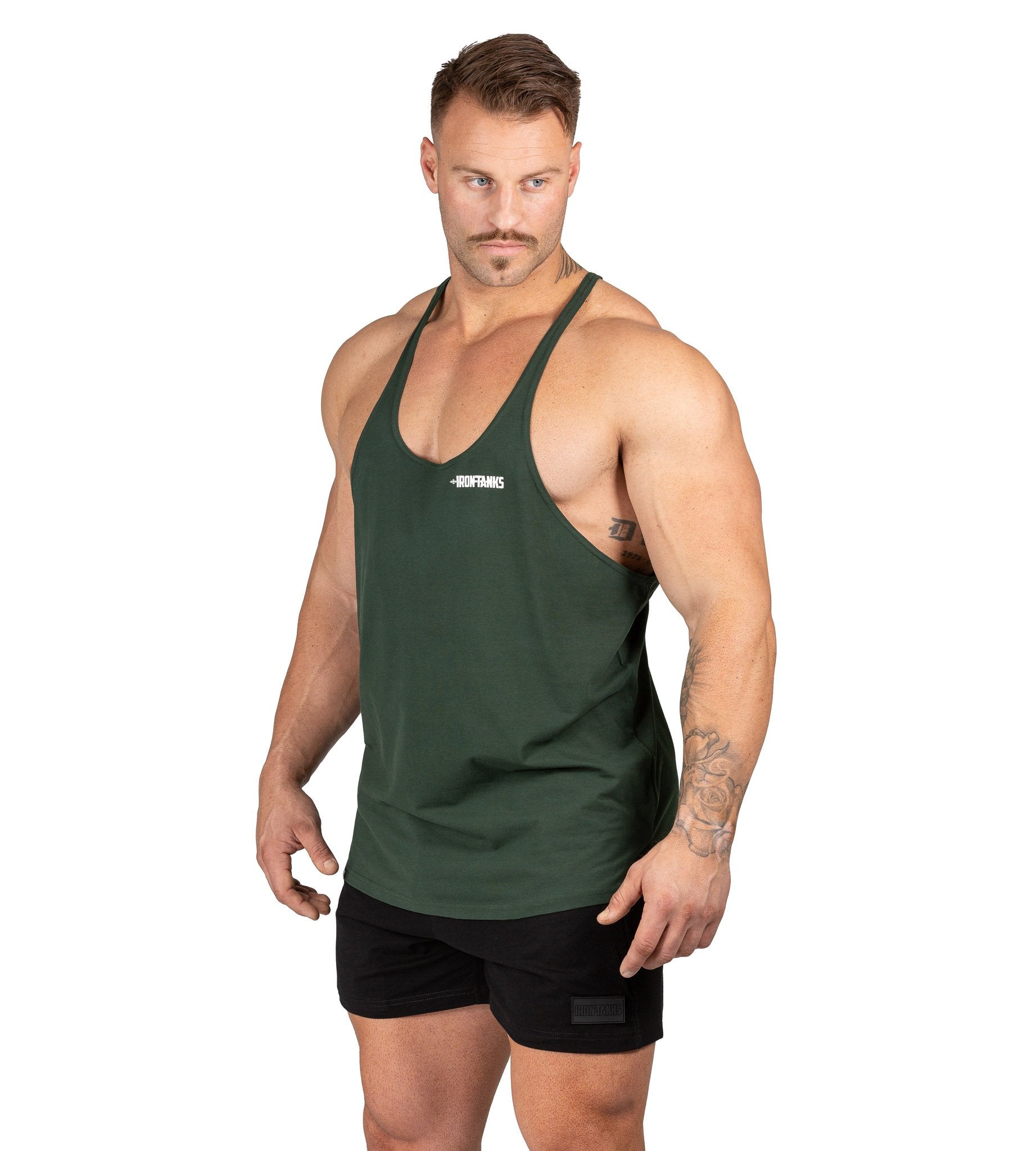 Men's Marauder Stringer Singlet Green Gym Bodybuilding | Iron Tanks