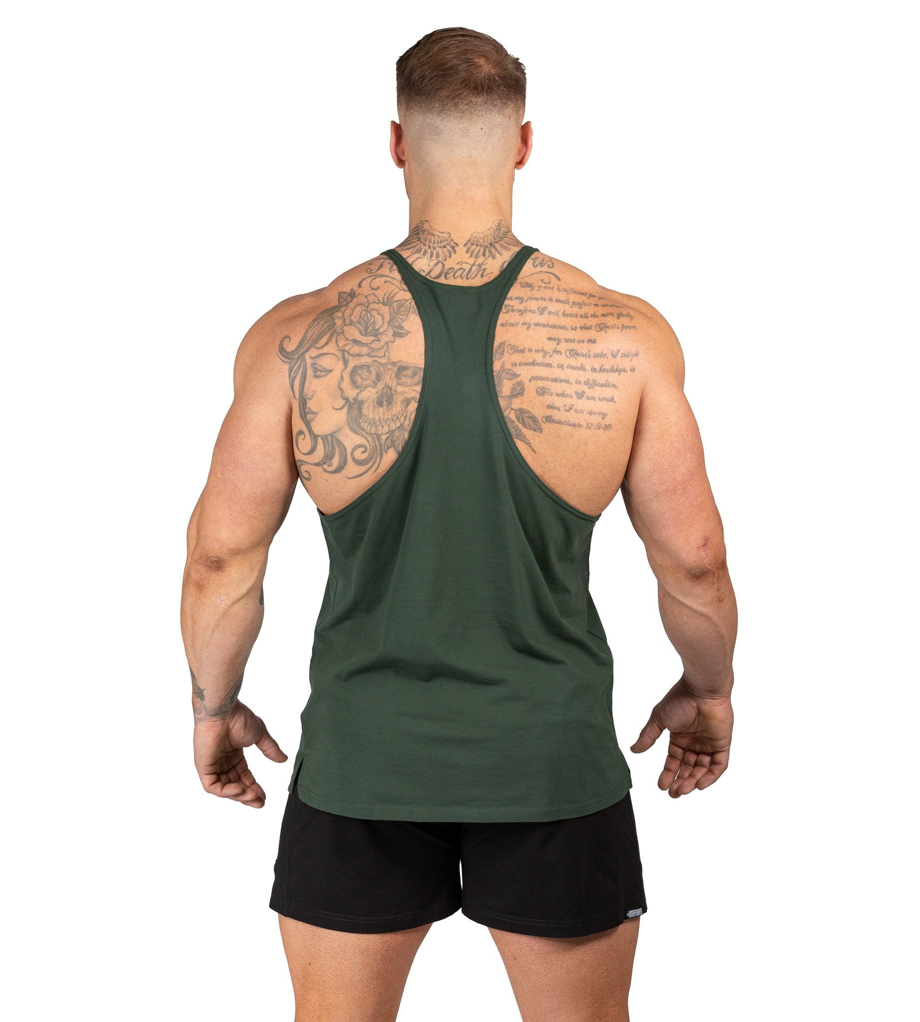 Men's Marauder Stringer Singlet Green Gym Bodybuilding | Iron Tanks