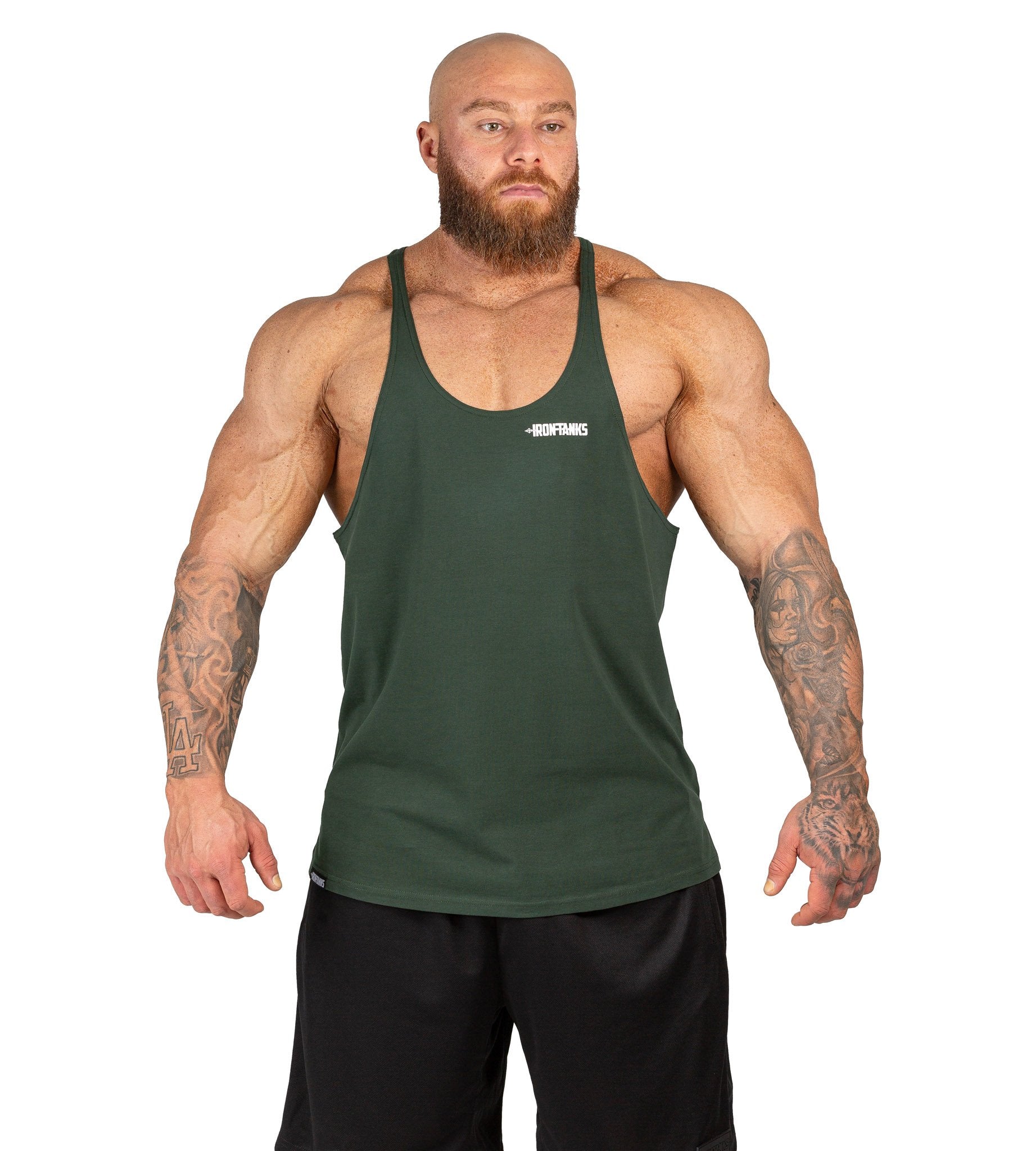 Men's Marauder Stringer Singlet Green Gym Bodybuilding | Iron Tanks