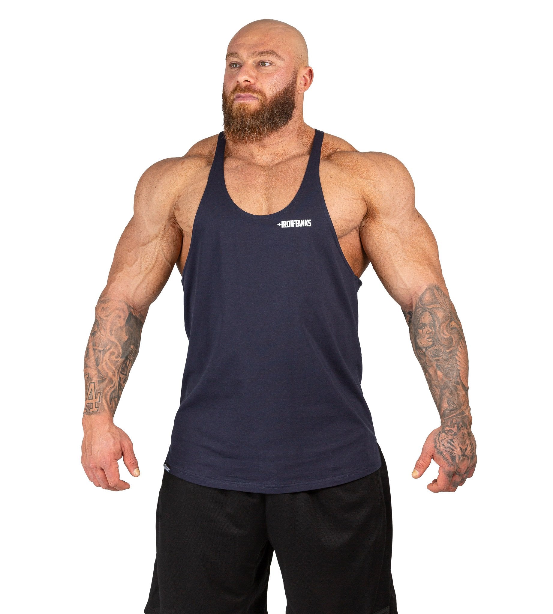 Men's Marauder Stringer Singlet Navy Gym Workout Training | Iron Tanks