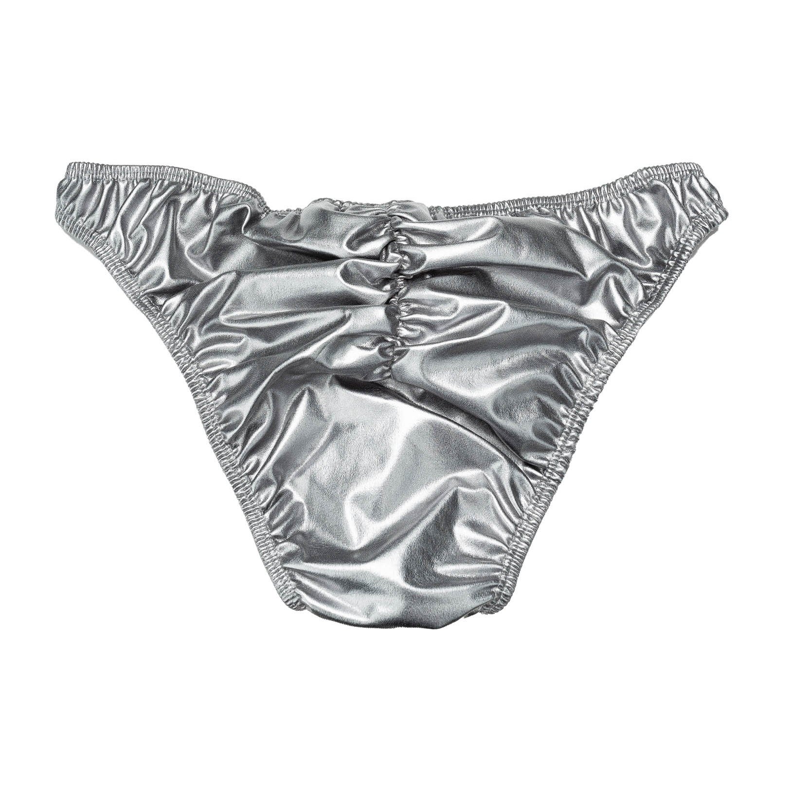 Men's Pro Bodybuilding Posing Trunks with Scrunch Butt Silver Gym Stage | Iron Tanks