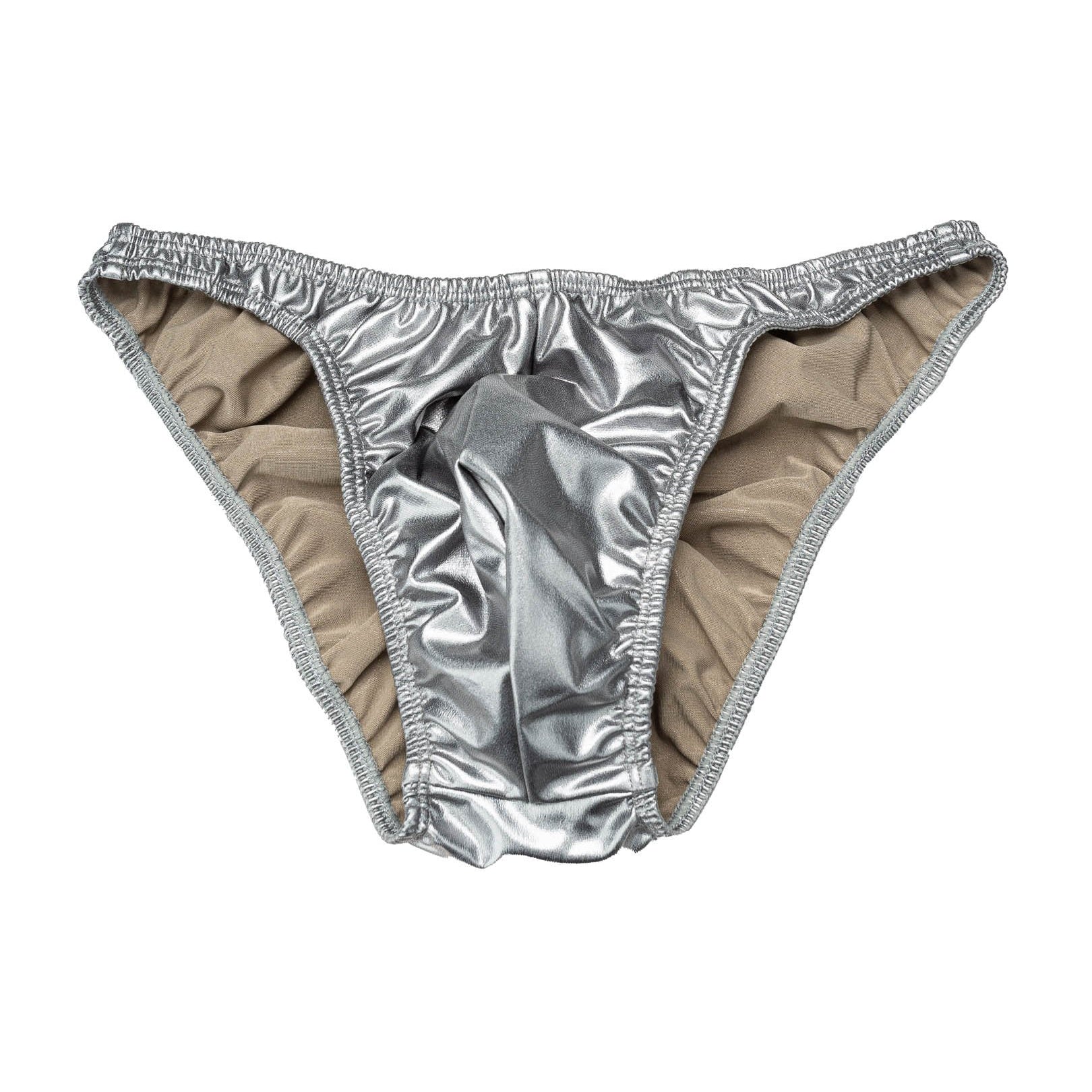 Men's Pro Bodybuilding Posing Trunks with Scrunch Butt Silver Gym Stage | Iron Tanks