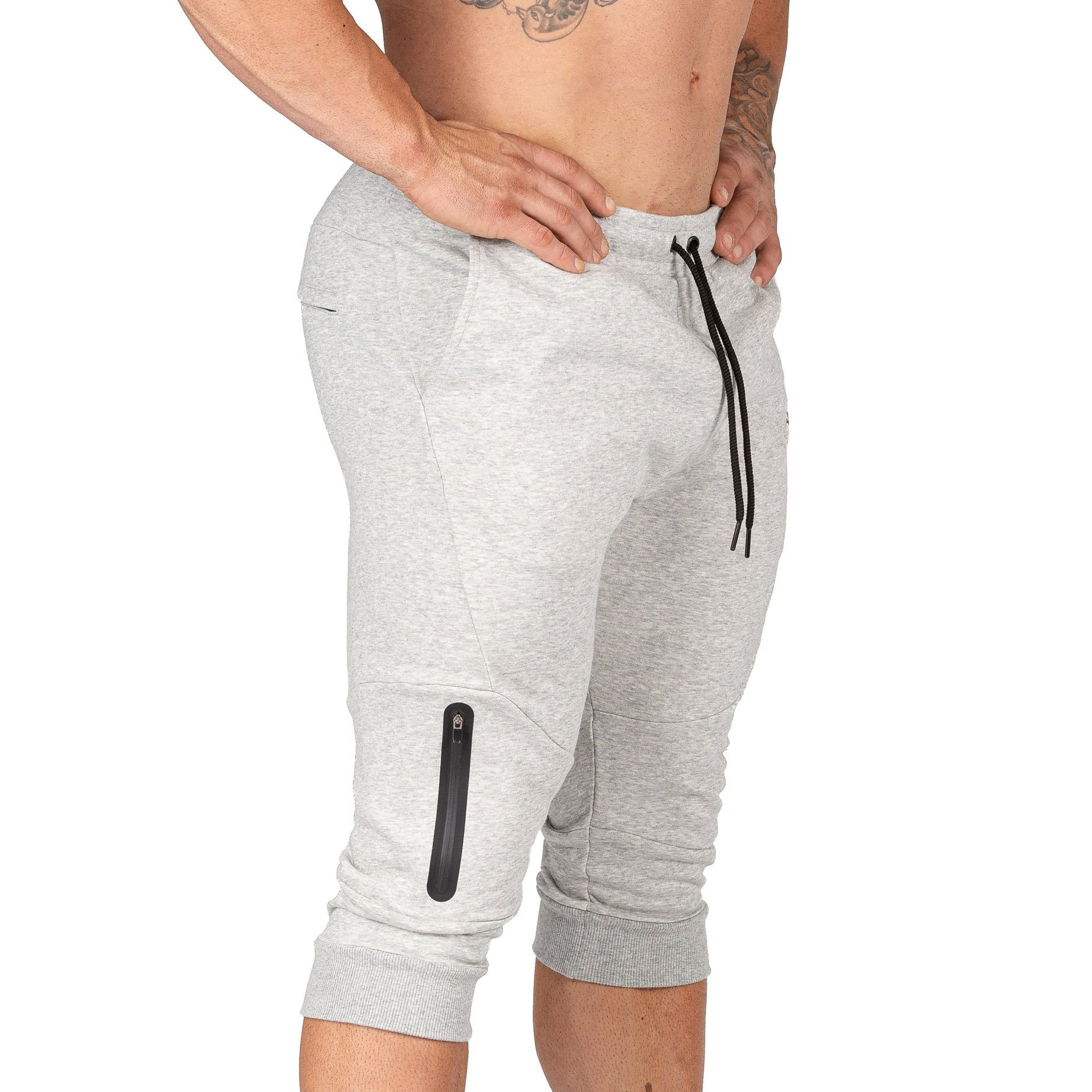 Mens 3/4 Gym Pants Grey Bodybuilding Workout Training | Iron Tanks