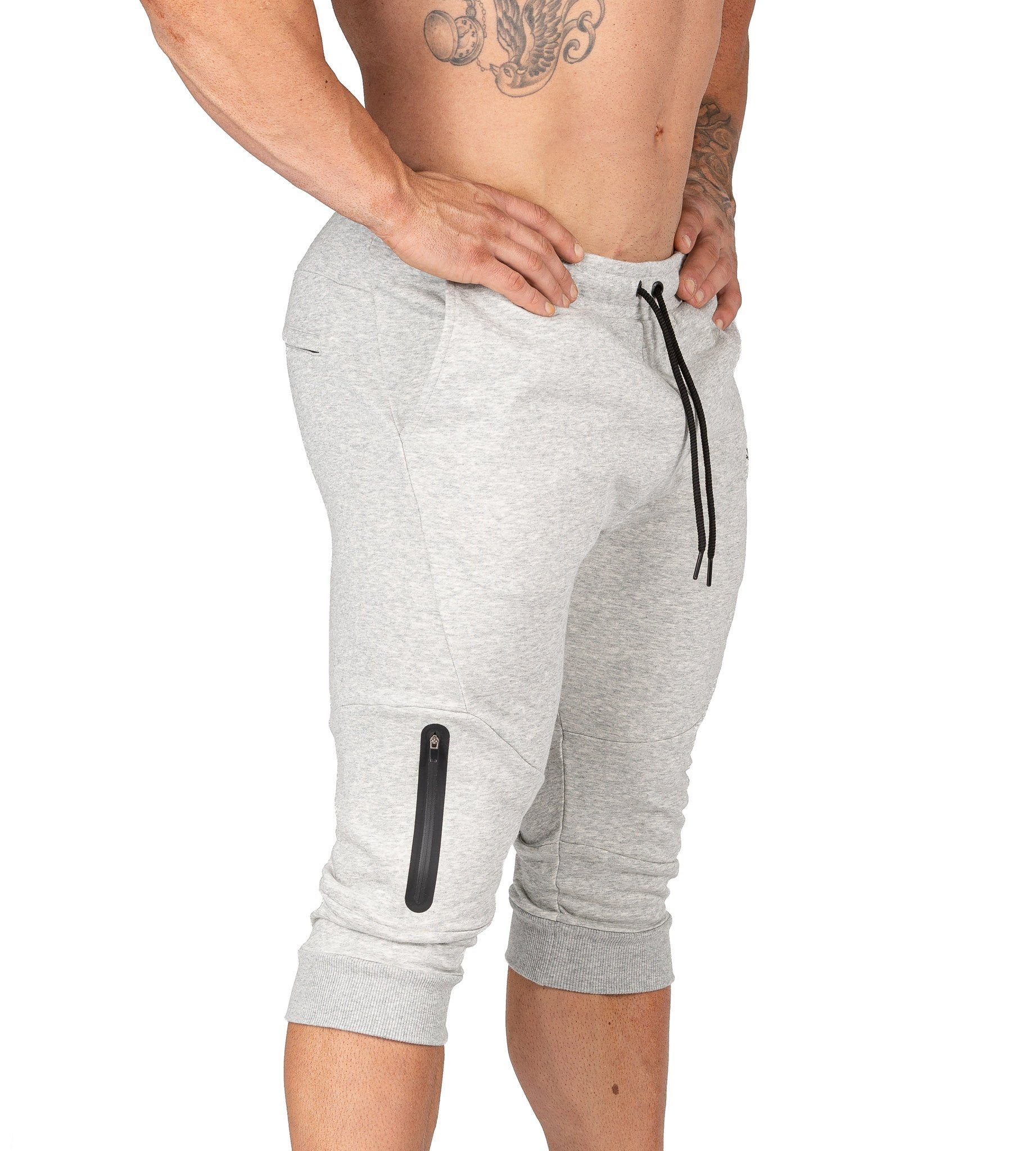 Mens 3/4 Gym Pants Grey Bodybuilding Workout Training | Iron Tanks