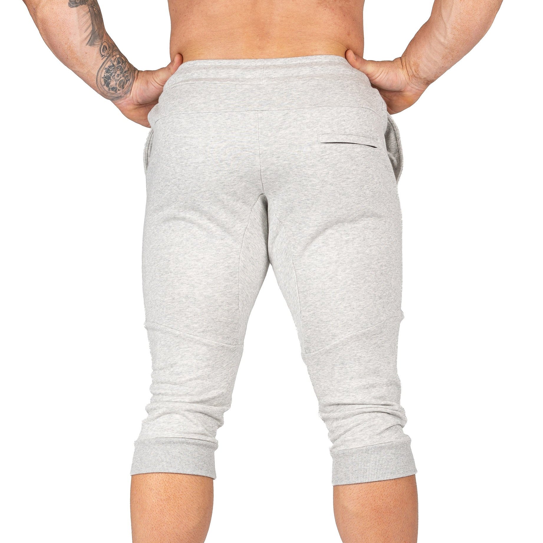 Mens 3/4 Gym Pants Grey Bodybuilding Workout Training | Iron Tanks