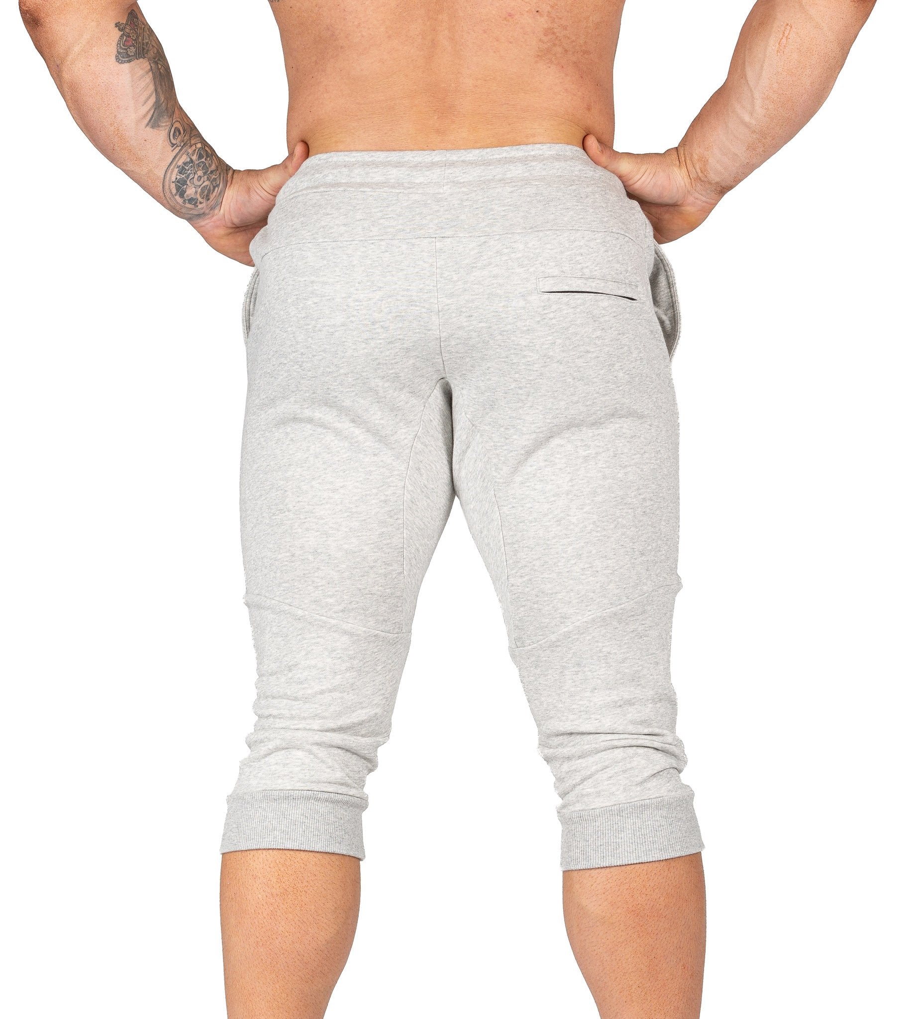 Mens 3/4 Gym Pants Grey Bodybuilding Workout Training | Iron Tanks