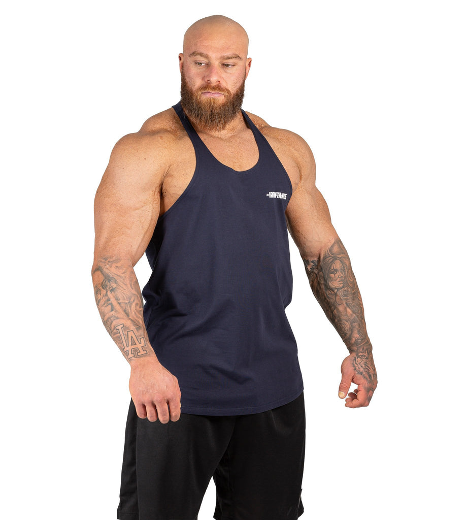 Mens Alpha T Back Navy | Gym Bodybuilding Workout Singlet | Iron Tanks