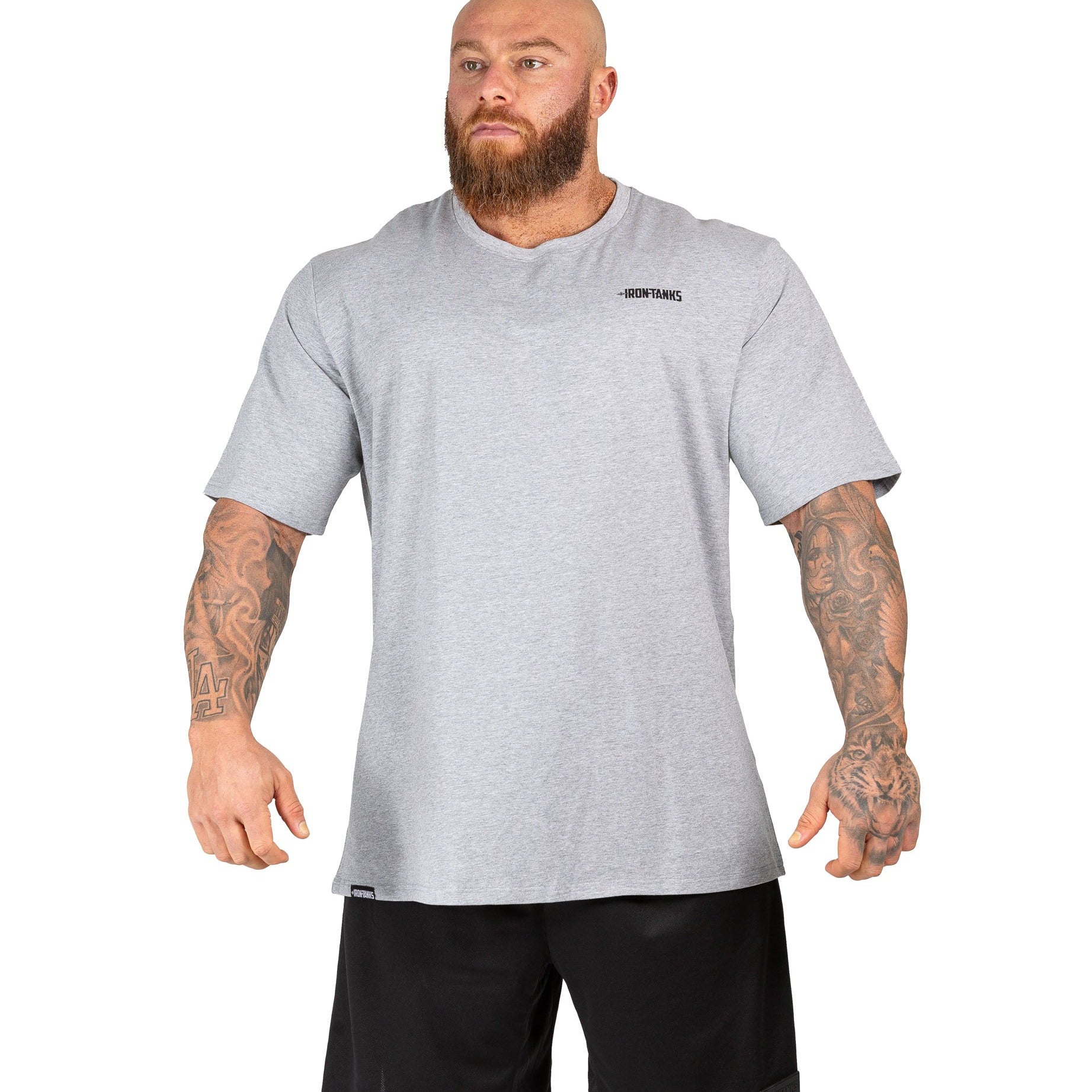 Mens Big Rig Classic Tee Grey Gym Bodybuilding Workout Top | Iron Tanks