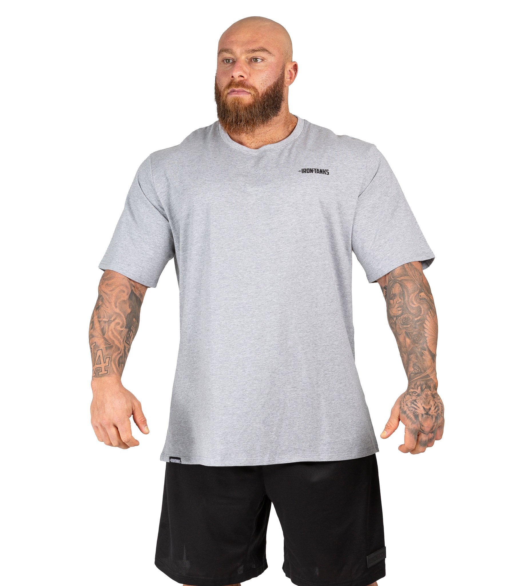Mens Big Rig Classic Tee Grey Gym Bodybuilding Workout Top | Iron Tanks
