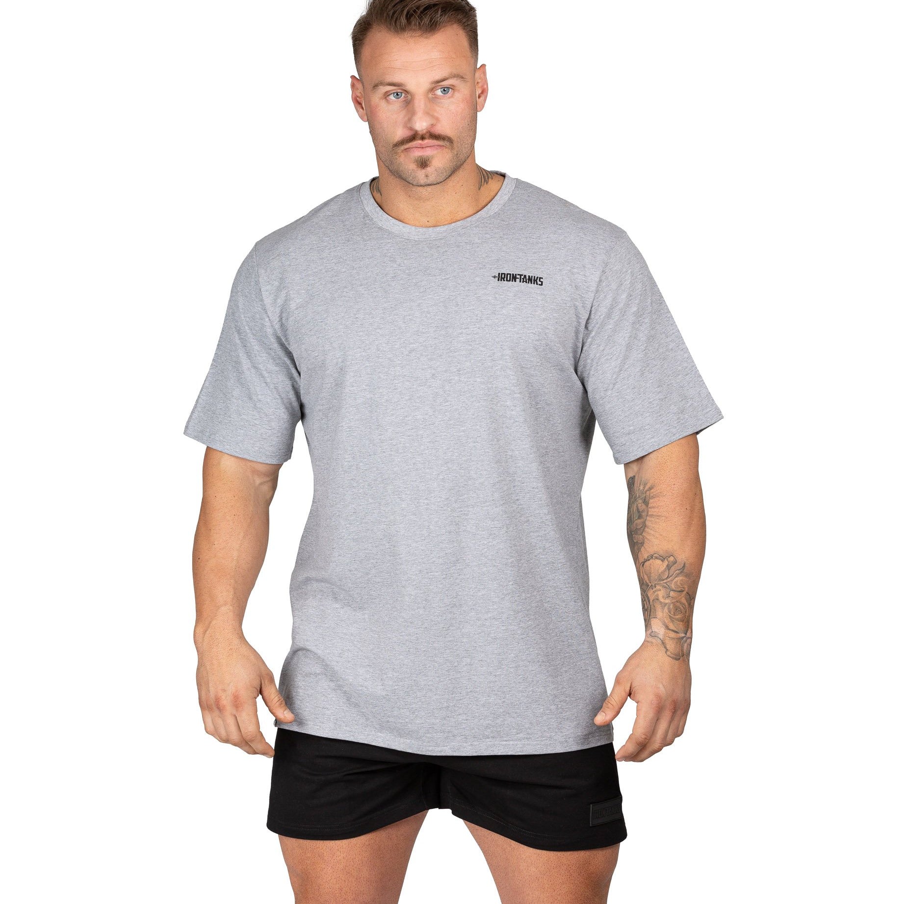 Mens Big Rig Classic Tee Grey Gym Bodybuilding Workout Top | Iron Tanks