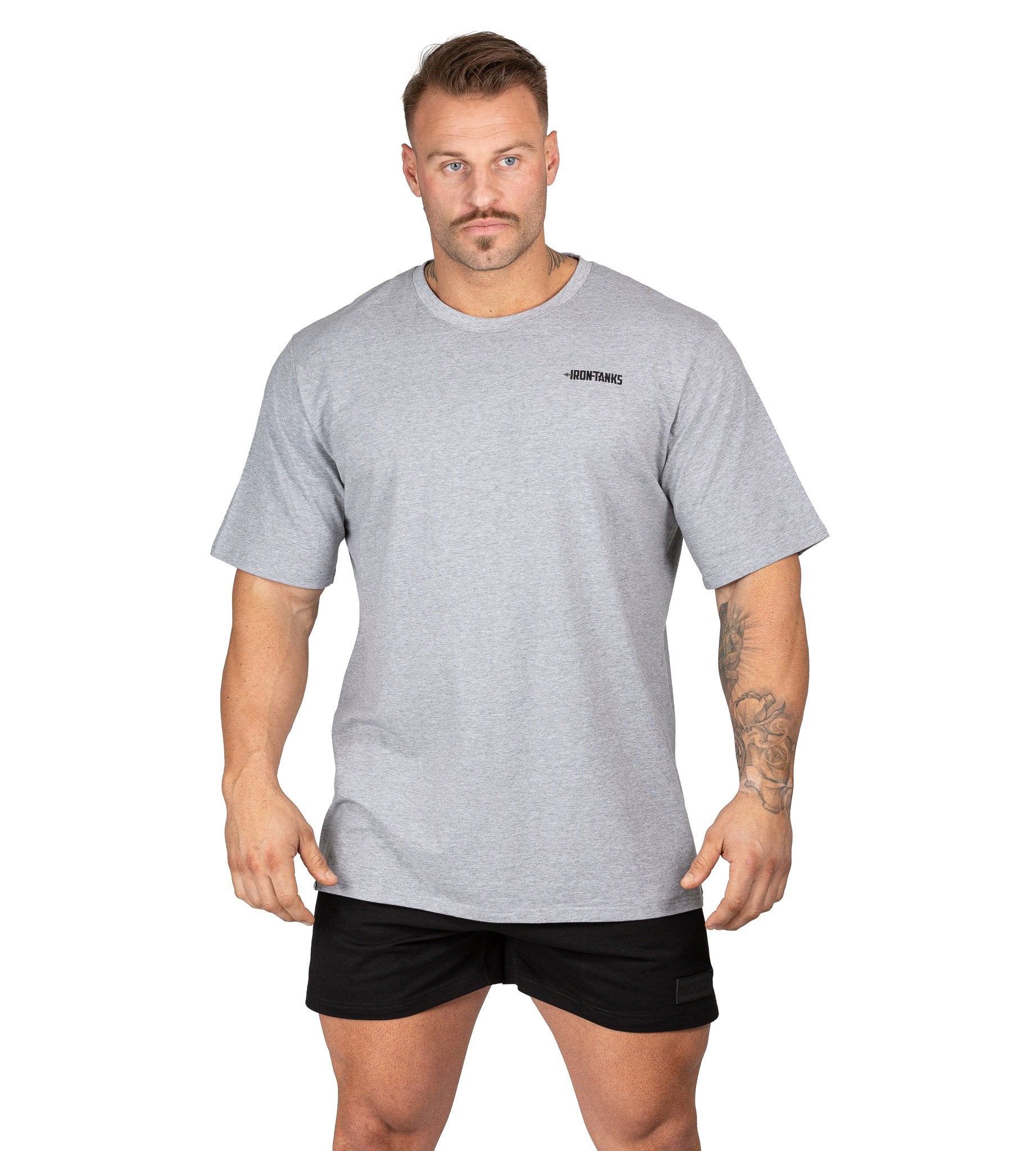 Mens Big Rig Classic Tee Grey Gym Bodybuilding Workout Top | Iron Tanks