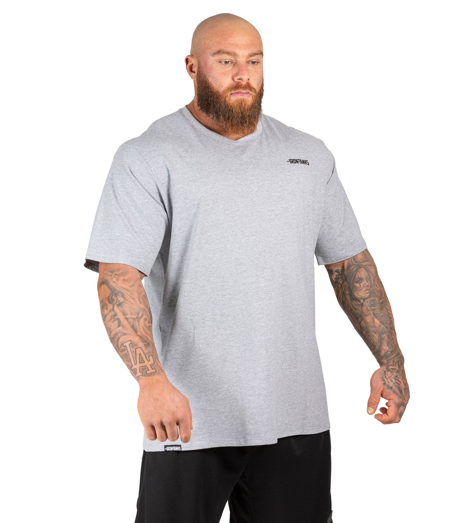 Mens Big Rig Classic Tee Grey Gym Bodybuilding Workout Top | Iron Tanks