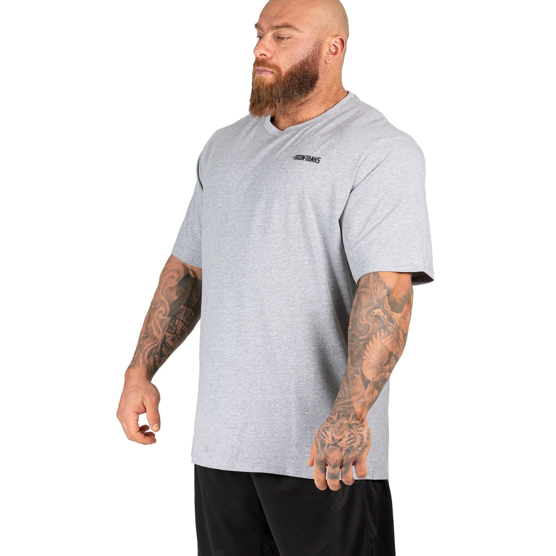 Mens Big Rig Classic Tee Grey Gym Bodybuilding Workout Top | Iron Tanks