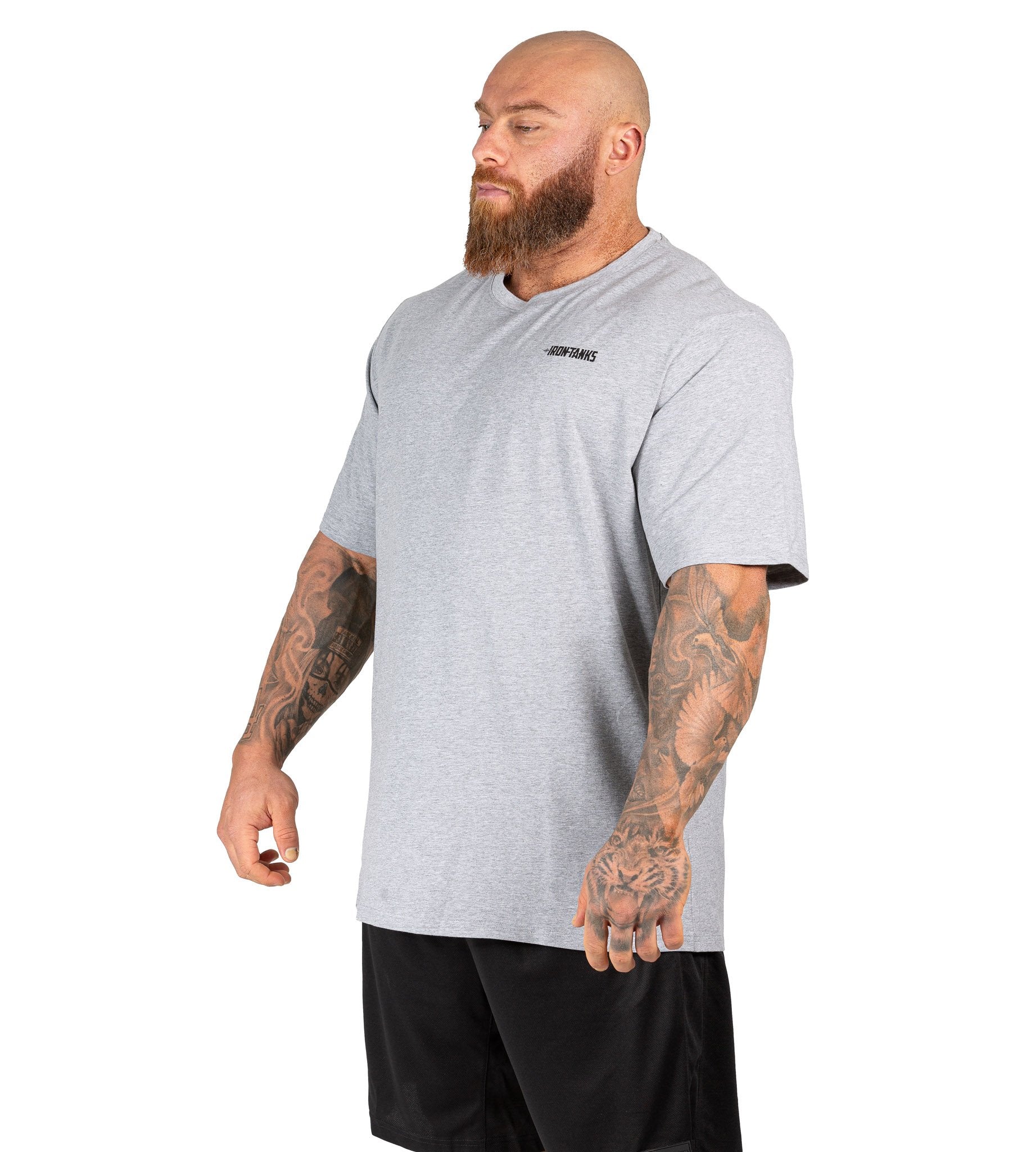 Mens Big Rig Classic Tee Grey Gym Bodybuilding Workout Top | Iron Tanks