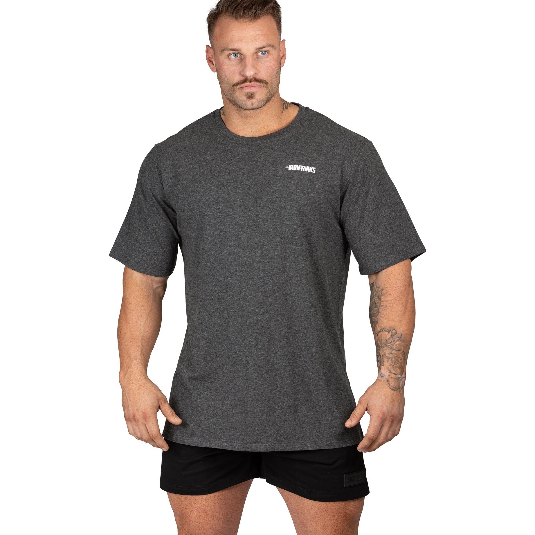 Mens Classic Tee Gym Bodybuilding Workout Top Charcoal | Iron Tanks