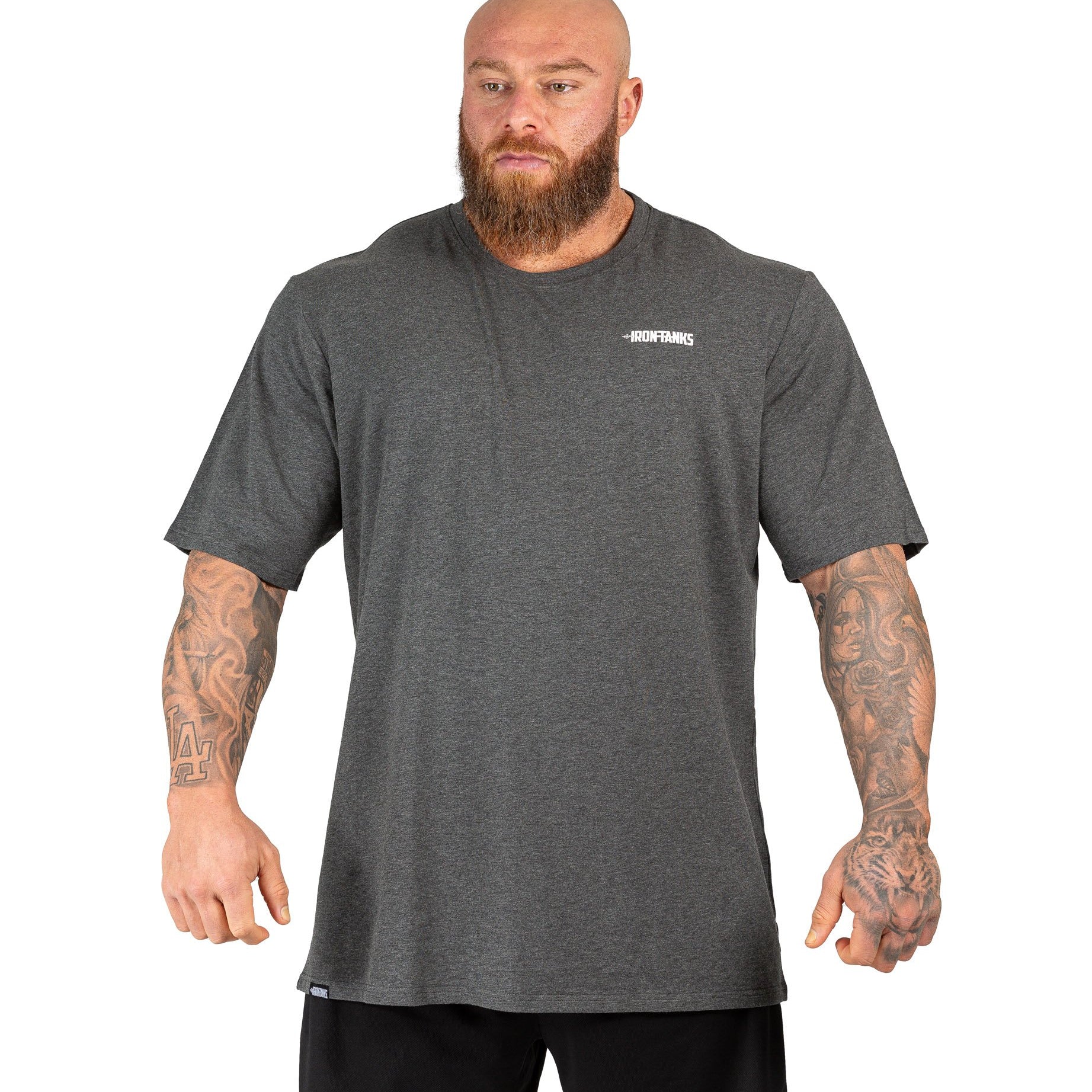 Mens Classic Tee Gym Bodybuilding Workout Top Charcoal | Iron Tanks