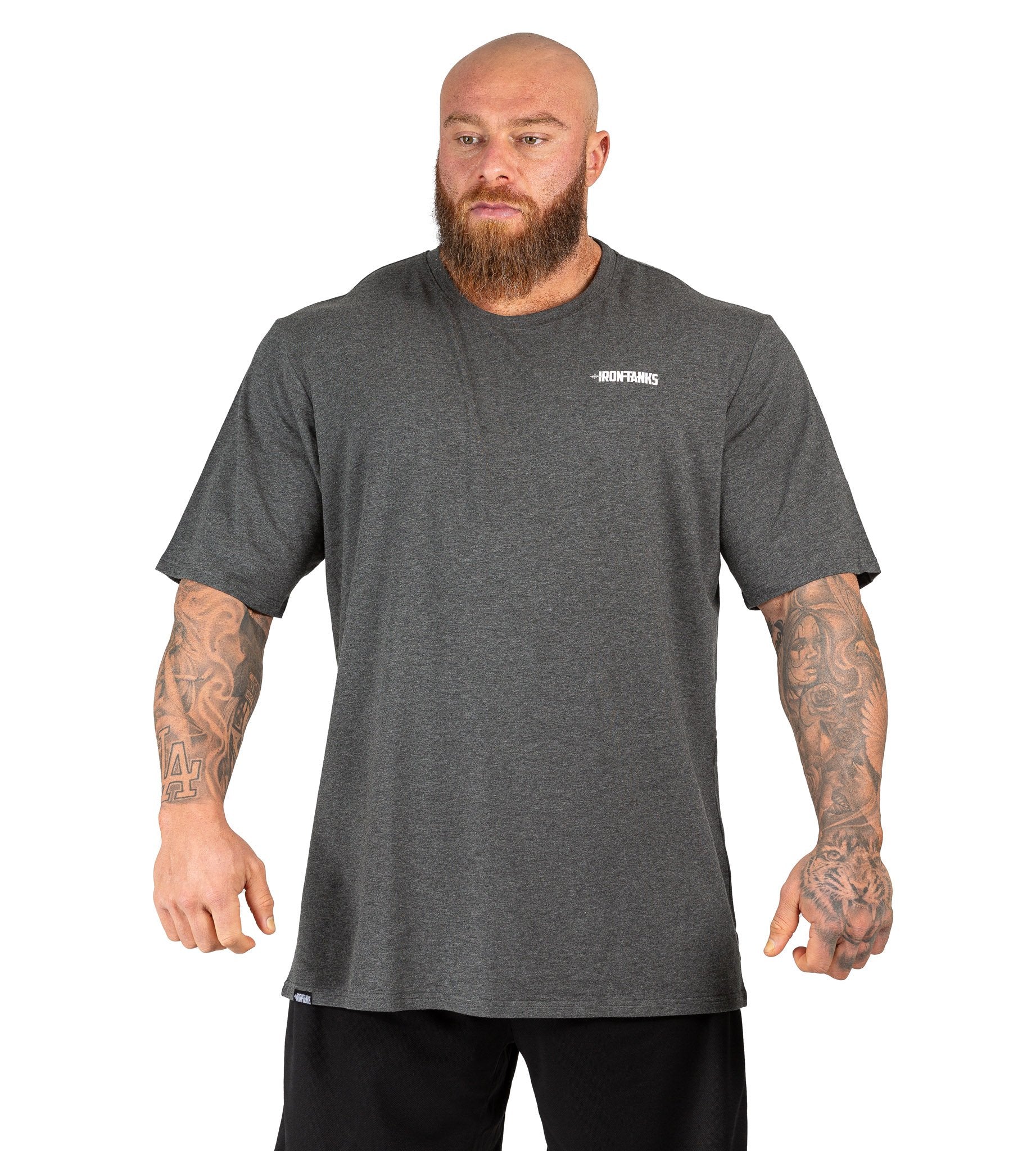Mens Classic Tee Gym Bodybuilding Workout Top Charcoal | Iron Tanks