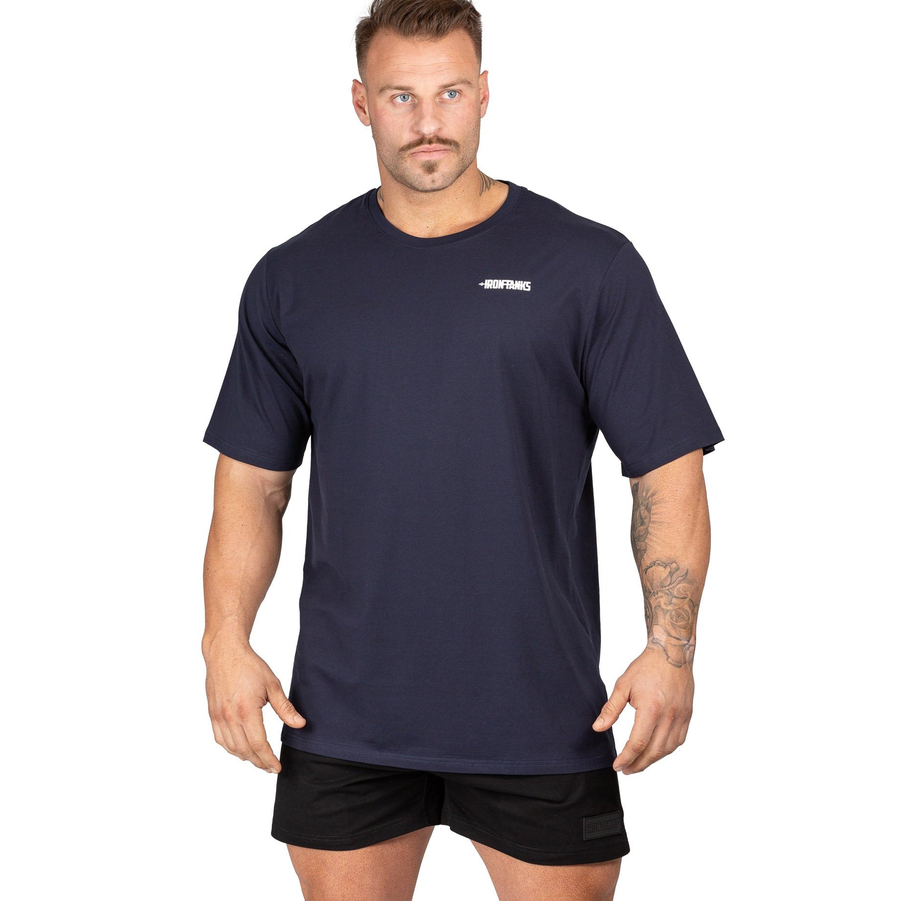 Mens Classic Tee Gym Bodybuilding Workout Top Navy Blue | Iron Tanks