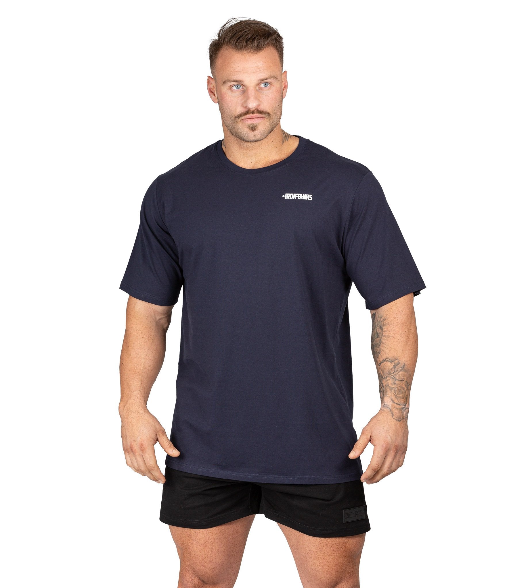 Mens Classic Tee Gym Bodybuilding Workout Top Navy Blue | Iron Tanks