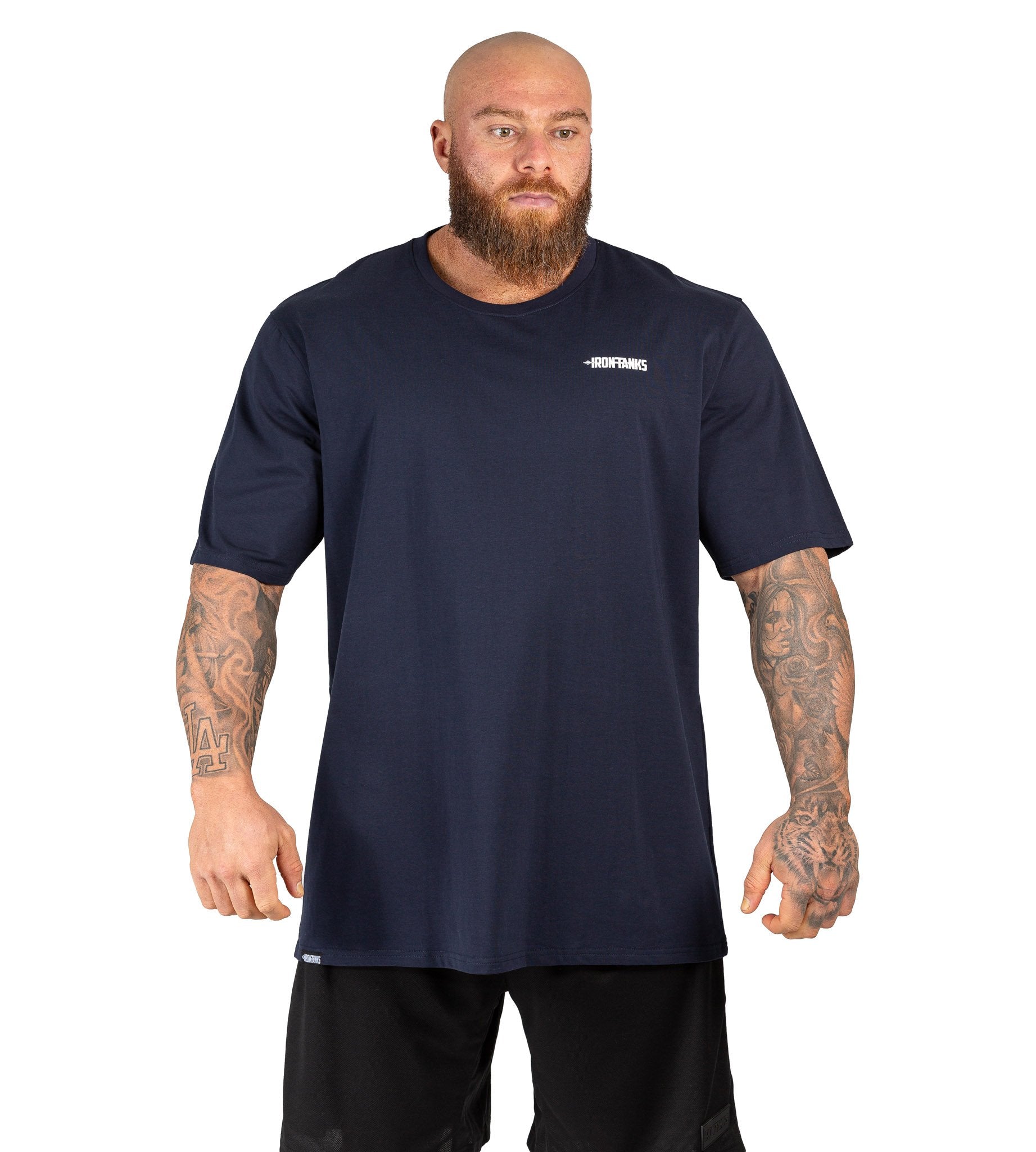 Mens Classic Tee Gym Bodybuilding Workout Top Navy Blue | Iron Tanks