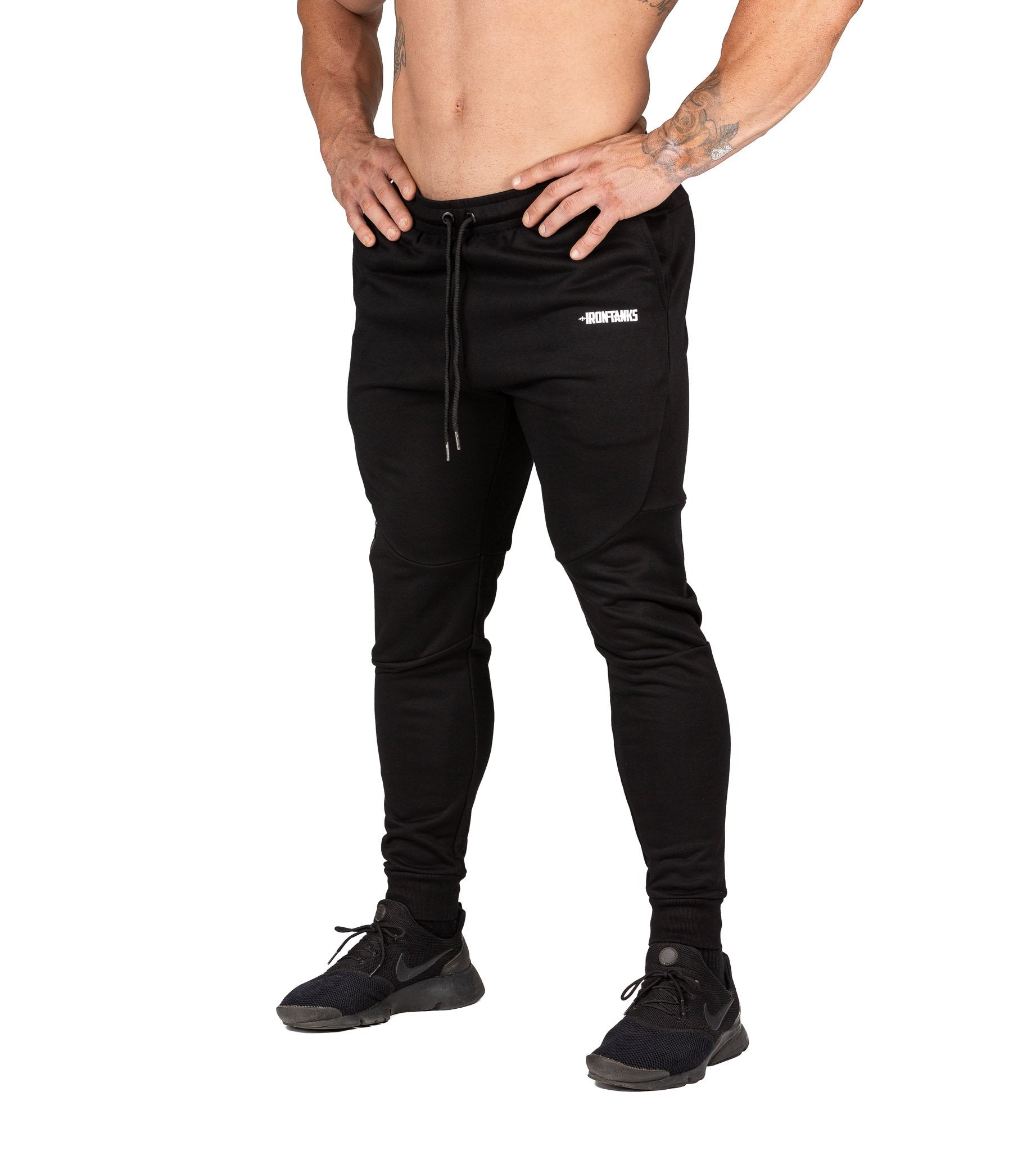 Mens Fusion Gym Pants Black Bodybuilding Workout Training | Iron Tanks