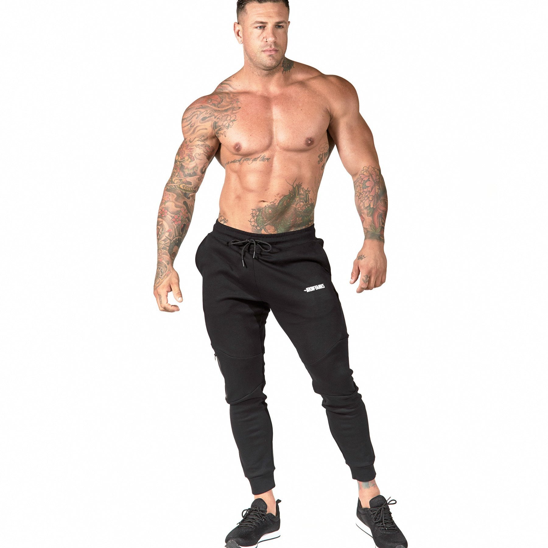 Mens Fusion Gym Pants Black Bodybuilding Workout Training | Iron Tanks