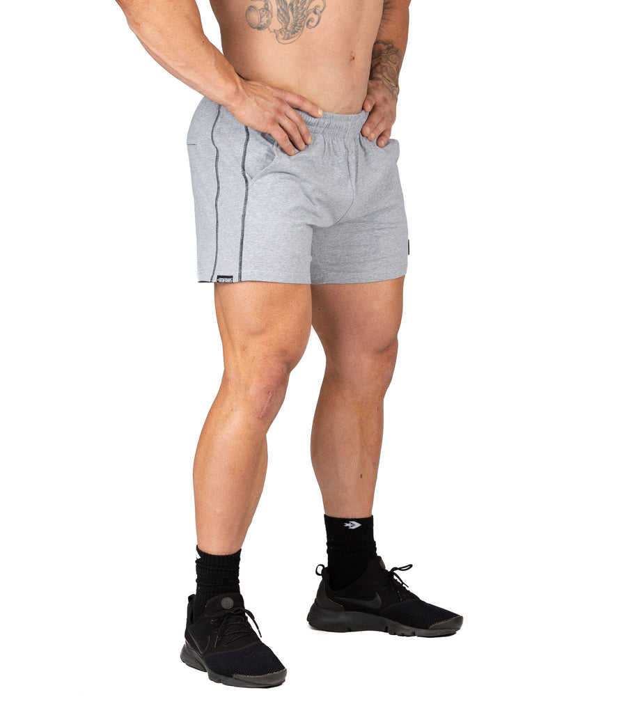 Mens Gym Shorts Grey Marle Bodybuilding Training Squats | Iron Tanks