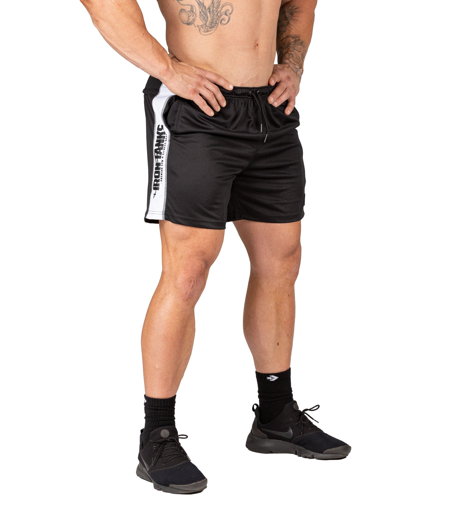 Mens Mesh Gym Shorts Black Bodybuilding Training Squats | Iron Tanks