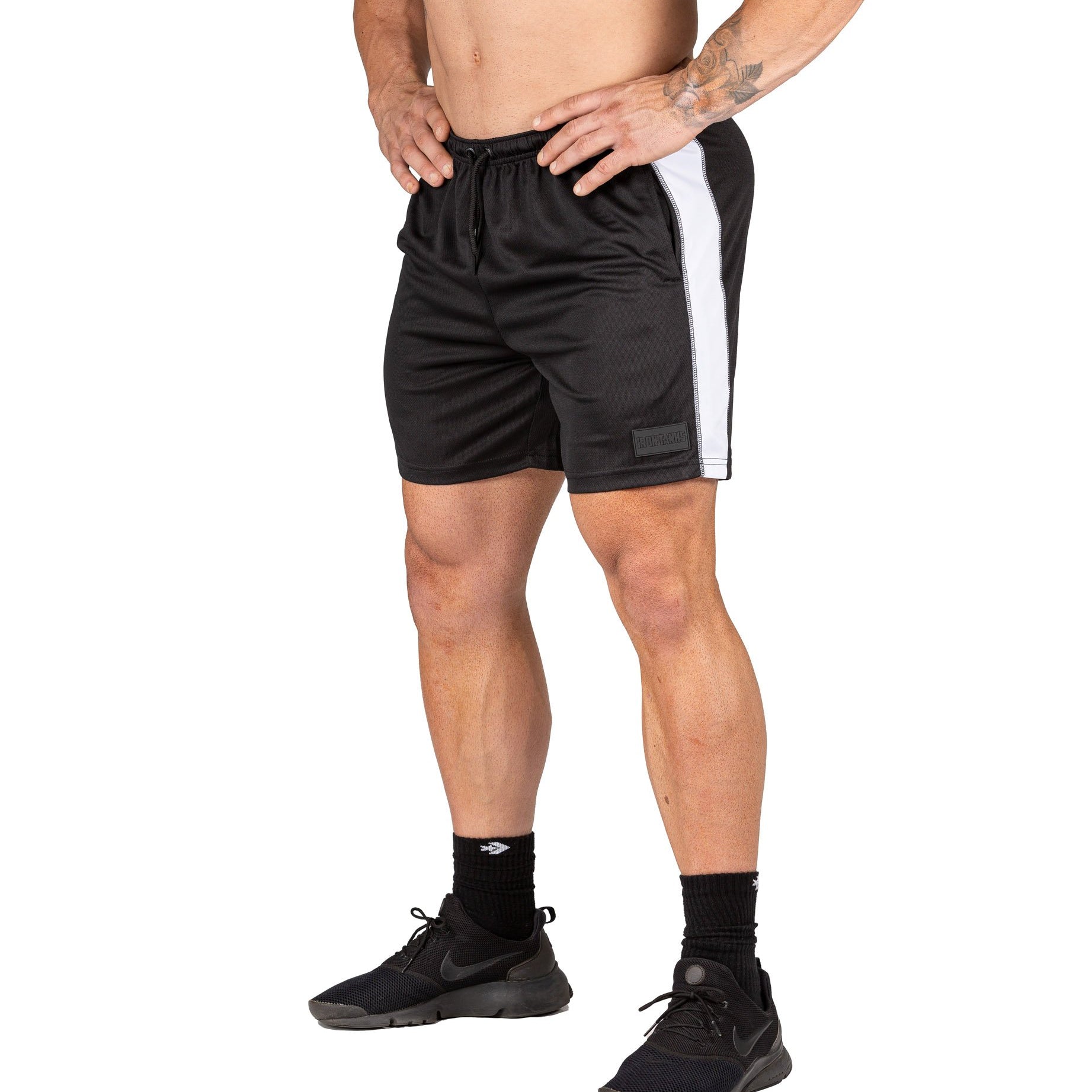 Mens Mesh Gym Shorts Black Bodybuilding Training Squats | Iron Tanks