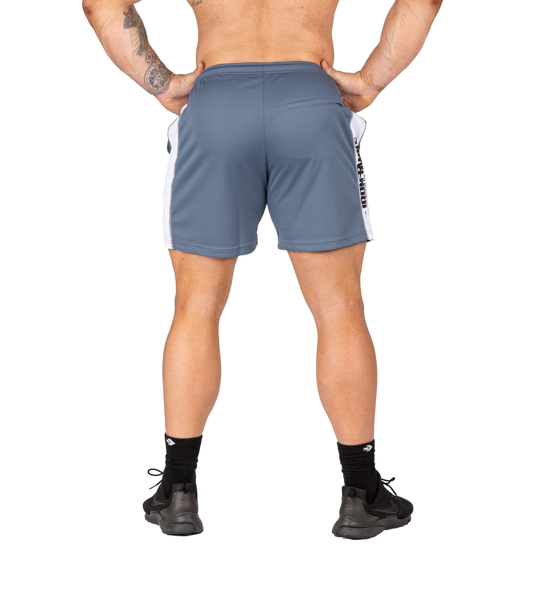 Mens Mesh Gym Shorts Grey Bodybuilding Training Fitness | Iron Tanks