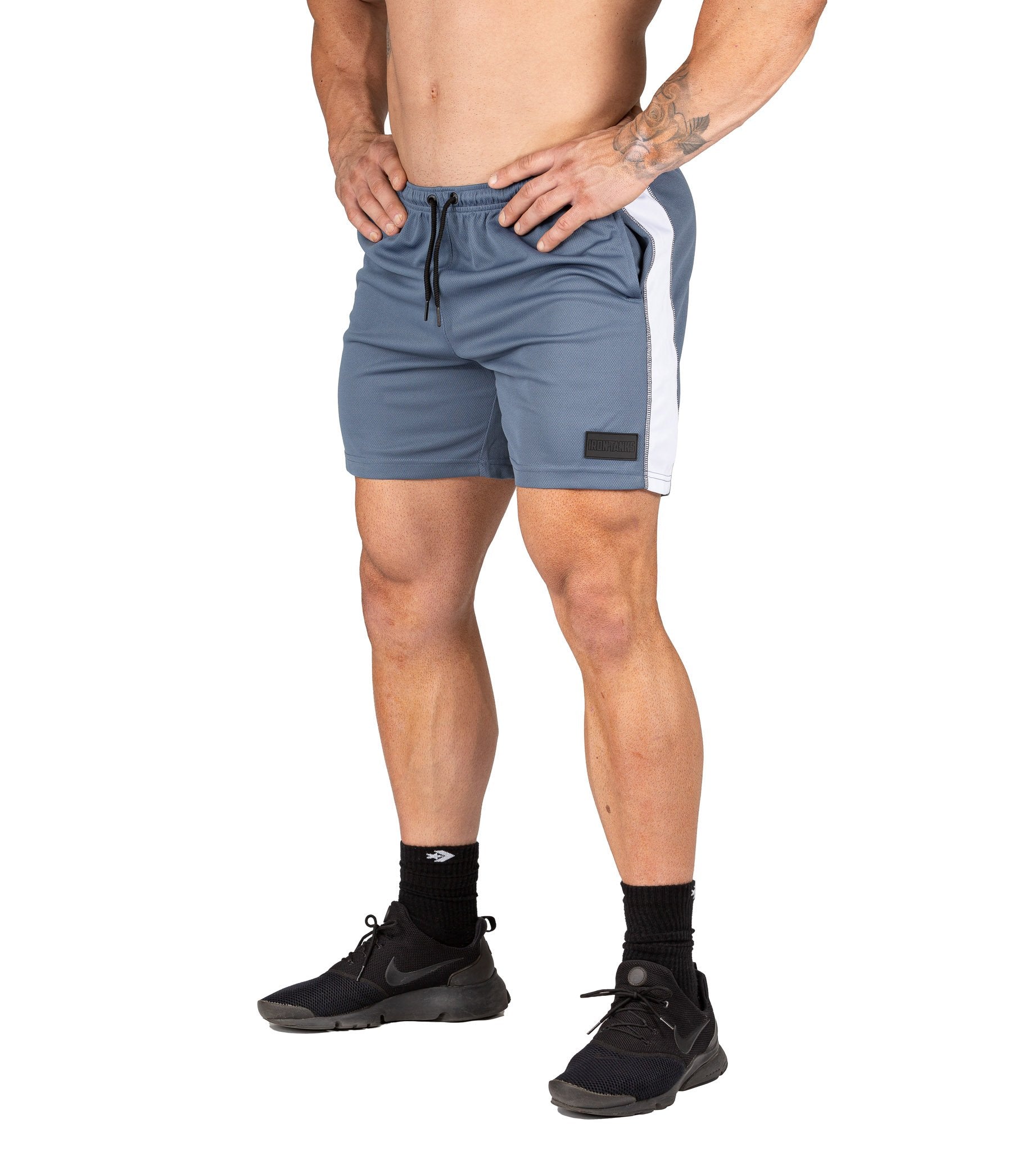 Mens Mesh Gym Shorts Grey Bodybuilding Training Fitness | Iron Tanks