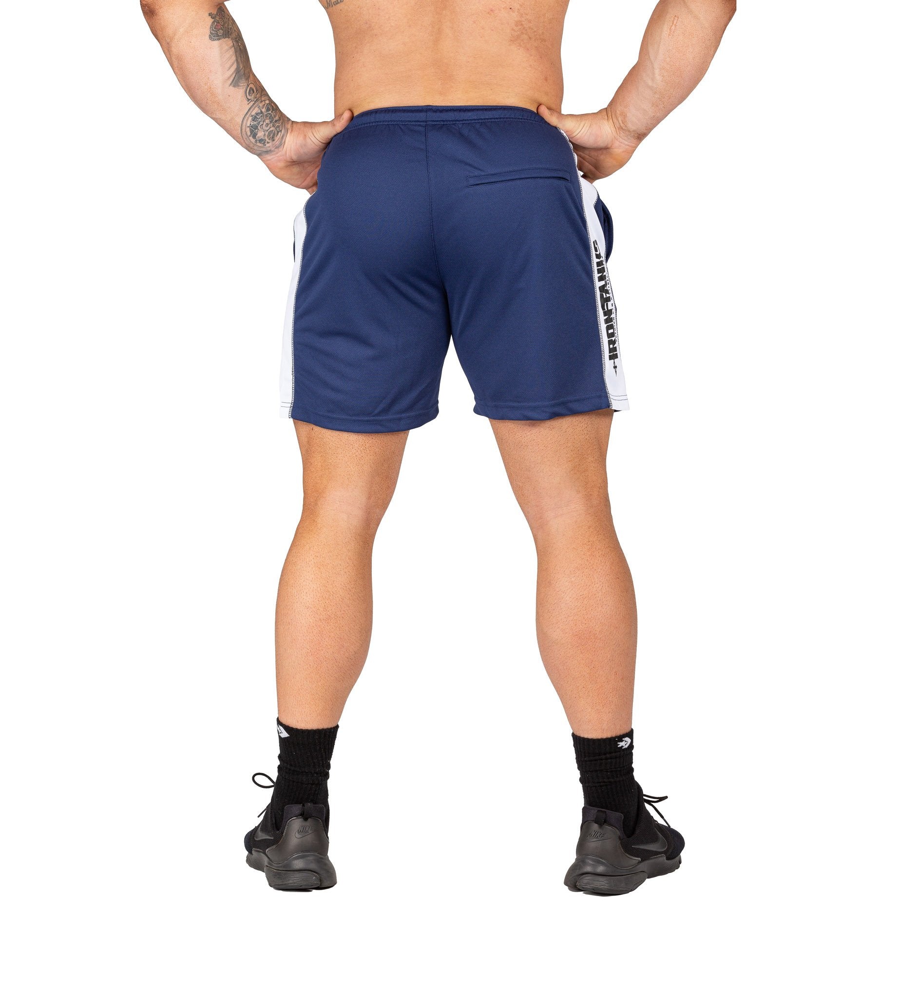 Mens Mesh Gym Shorts Navy Bodybuilding Training Workout | Iron Tanks